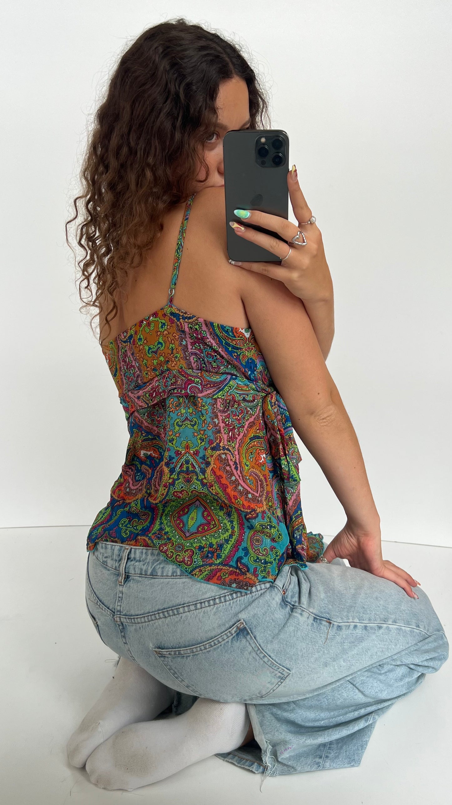 00s colourful paisley cami- size XL