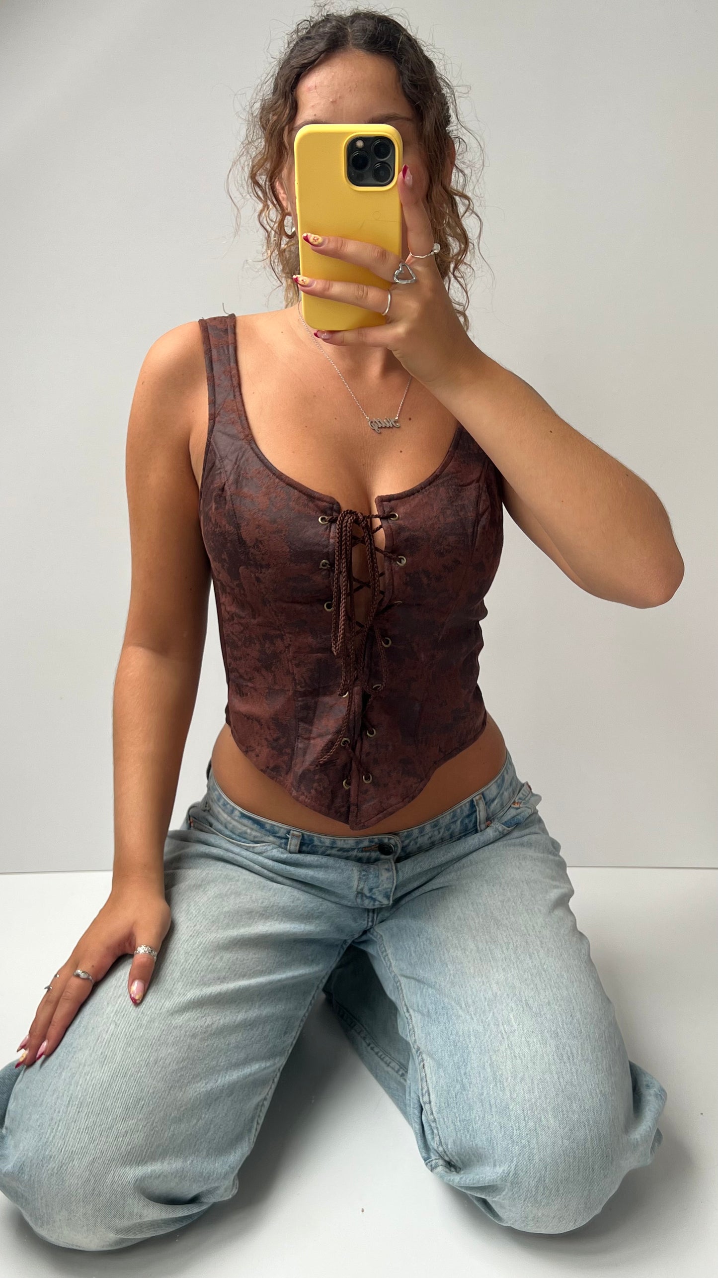 00s brown milkmaid cami- size S