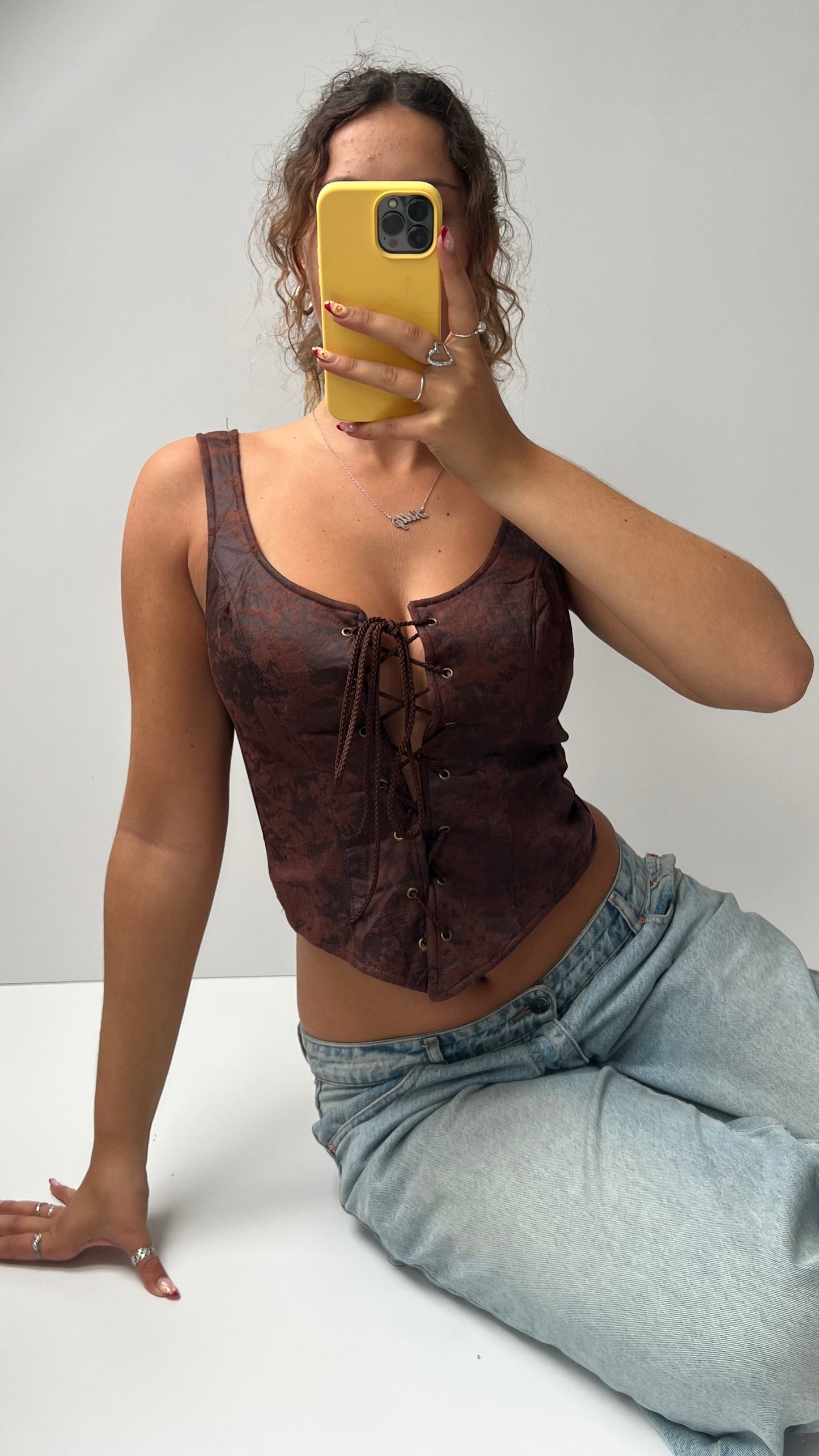 00s brown milkmaid cami- size S