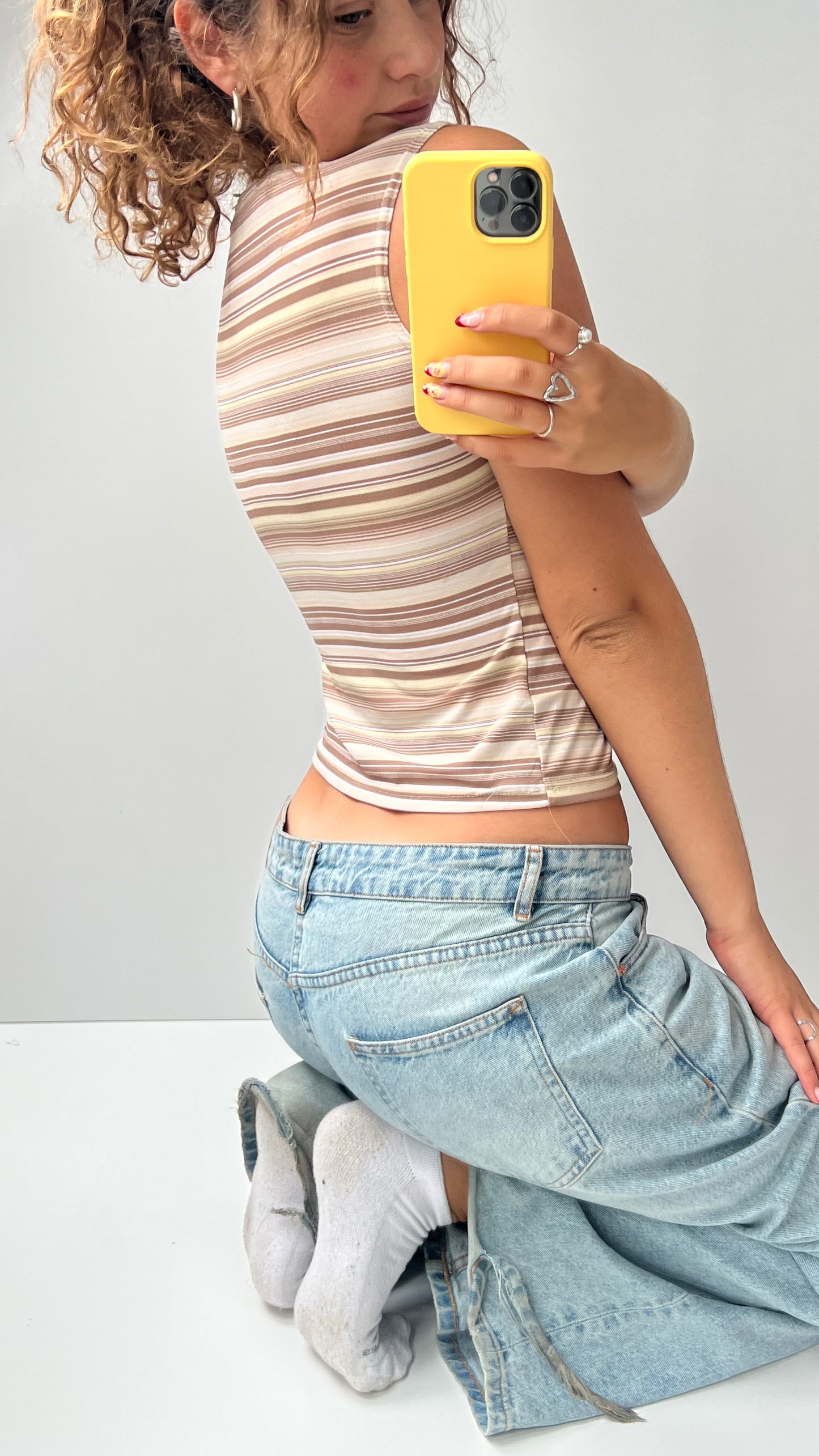 00s brown striped cami- size M