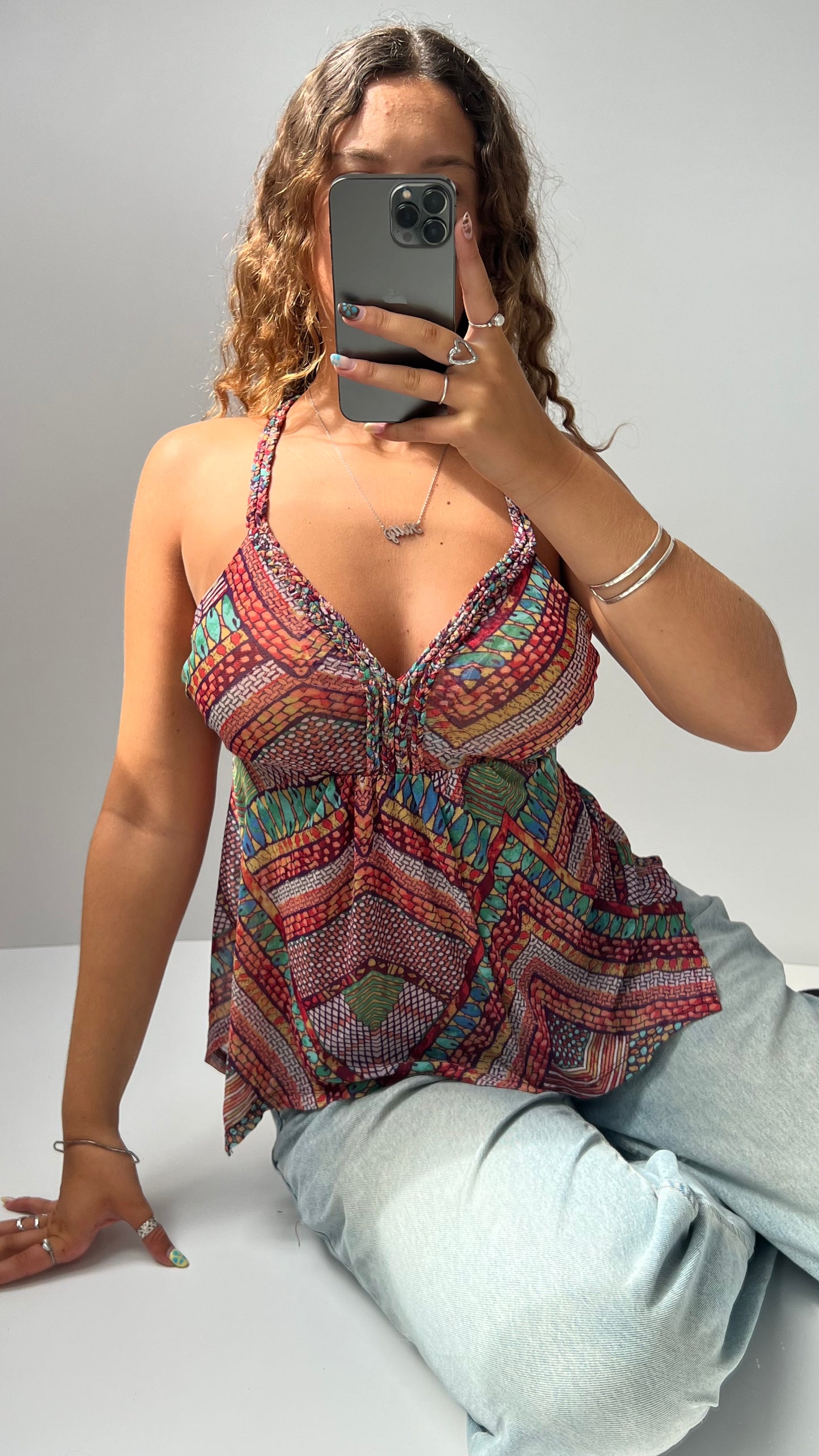 00s multicolour mesh babydoll cami- size M