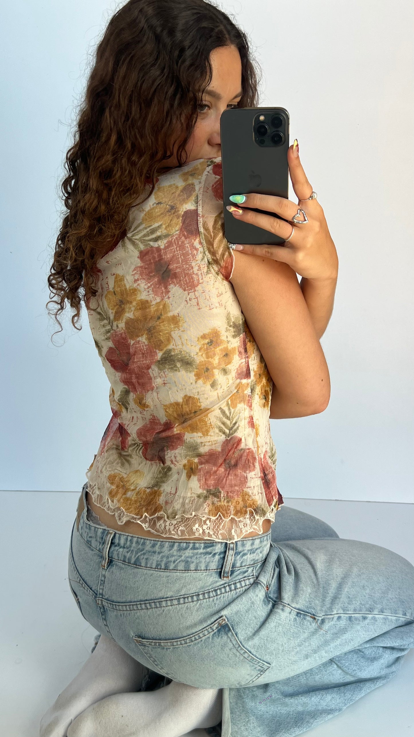 00s floral babydoll top- size XS