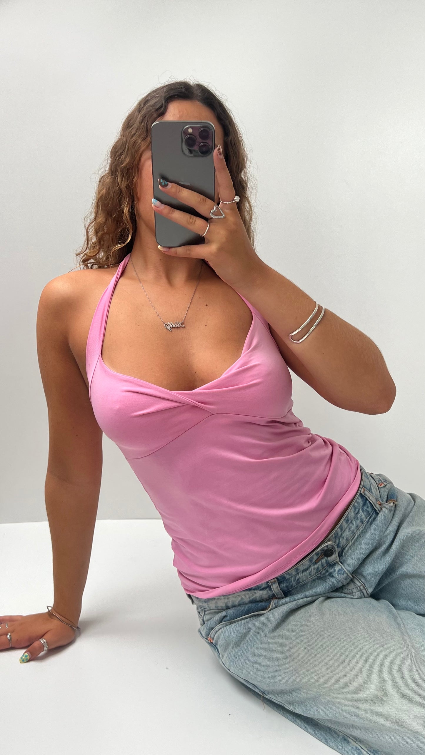 00s pink halter cami- size M