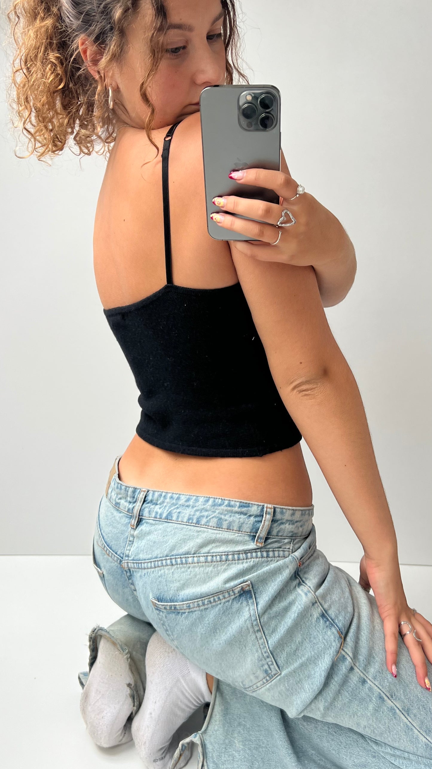 00s black knit corset cami- size S