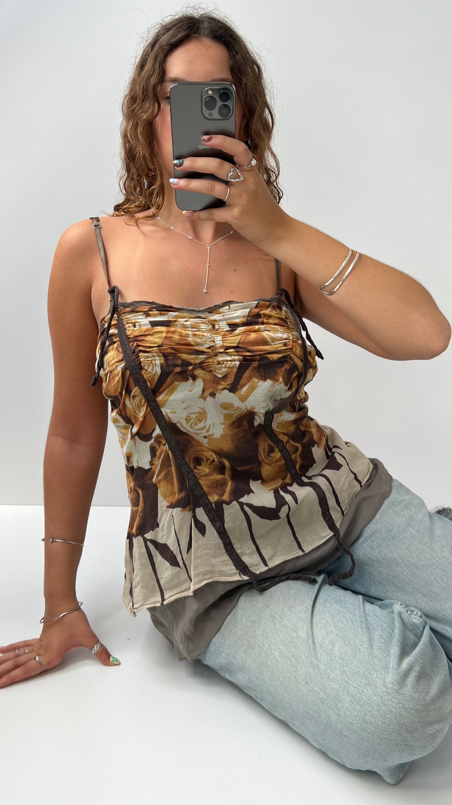 00s brown floral cami- size L