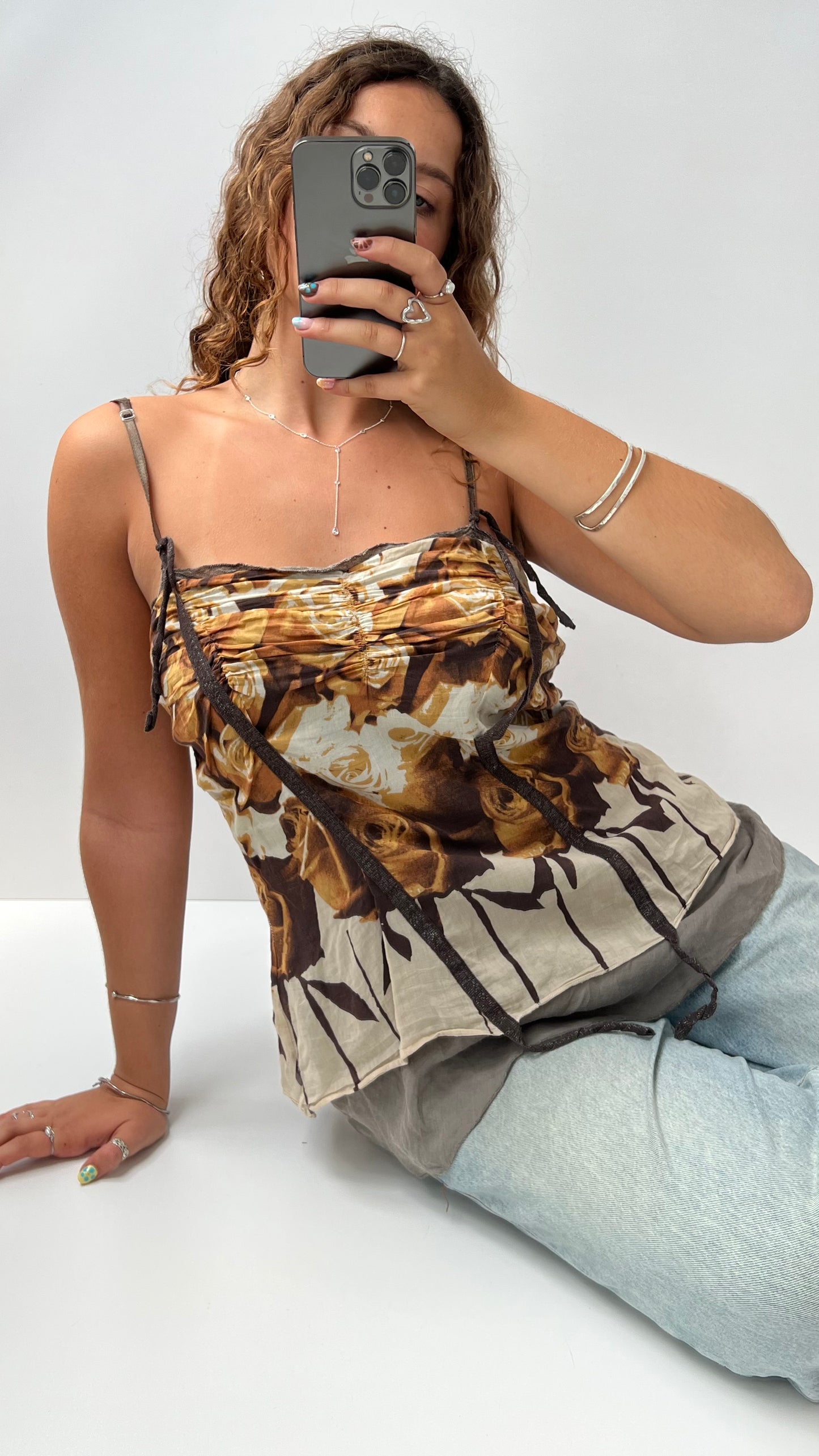 00s brown floral cami- size L