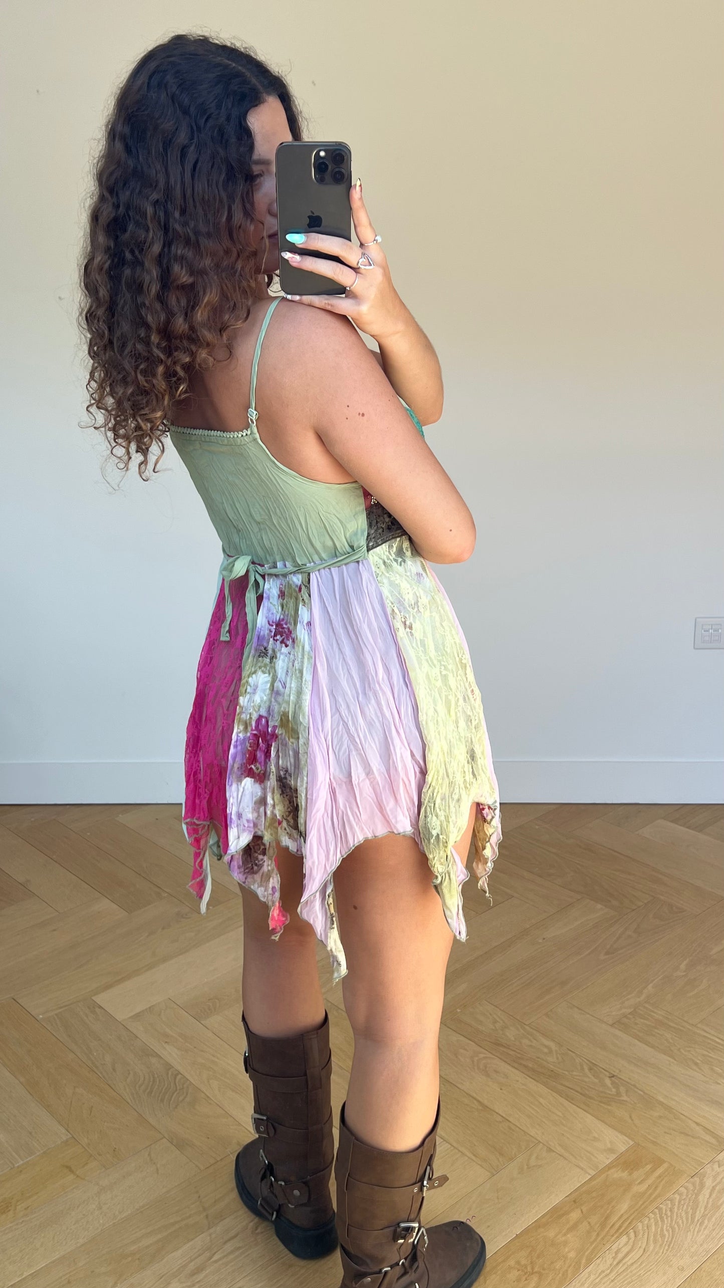 00s fairy patchwork mini dress- size M