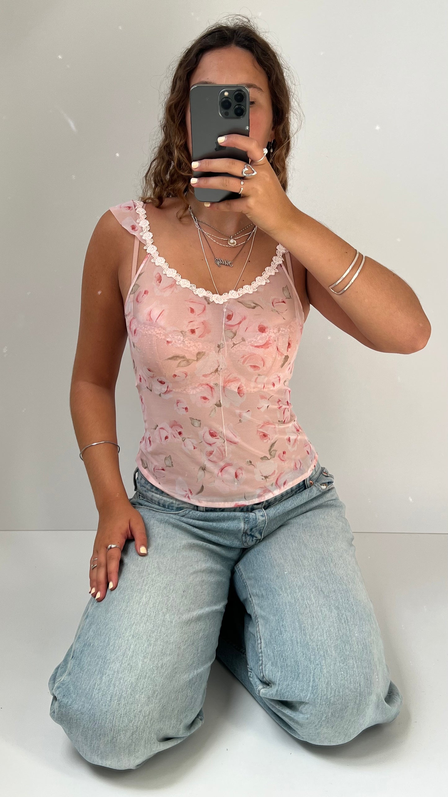 00s pink mesh cami- size XS