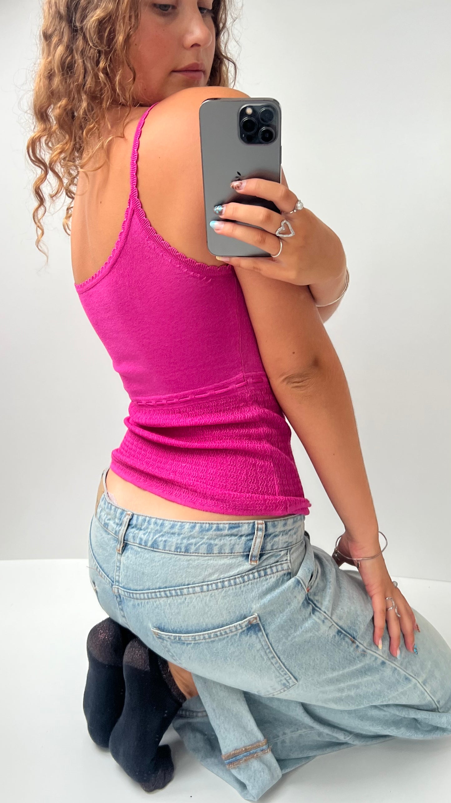 00s pink knit cami- size S