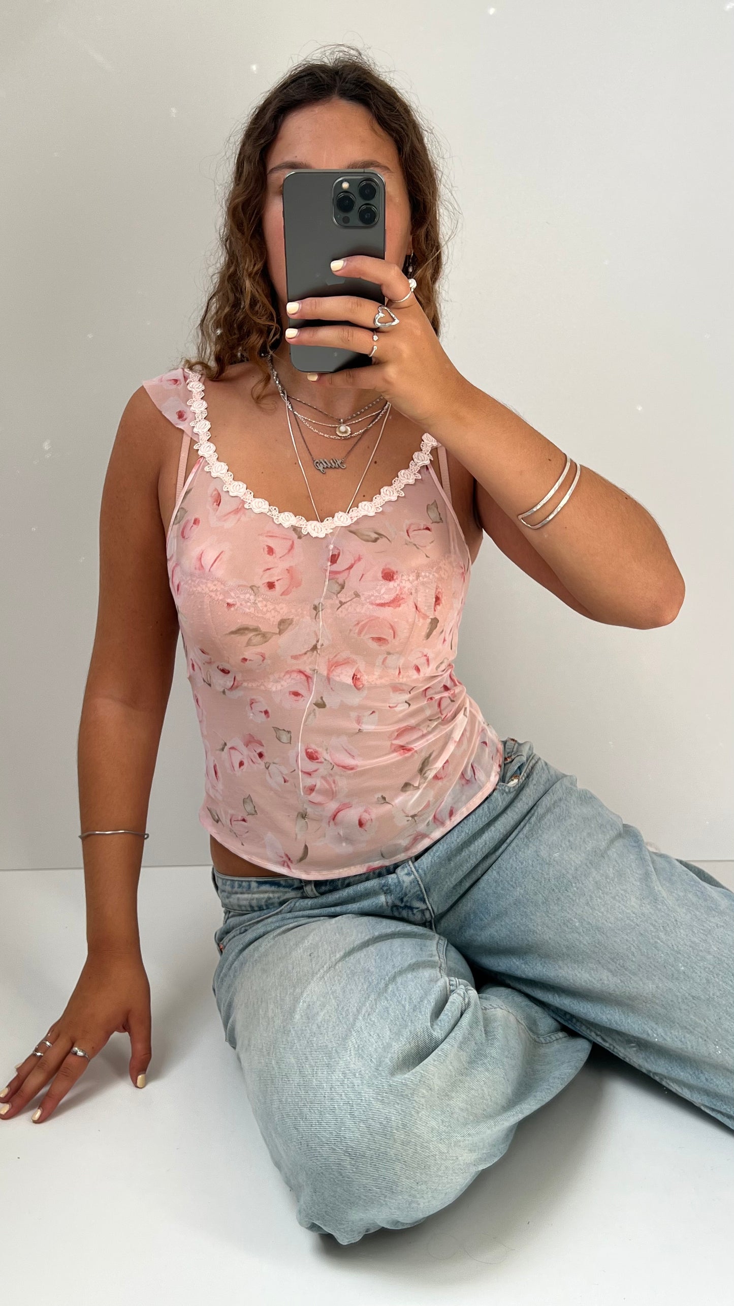 00s pink mesh cami- size XS