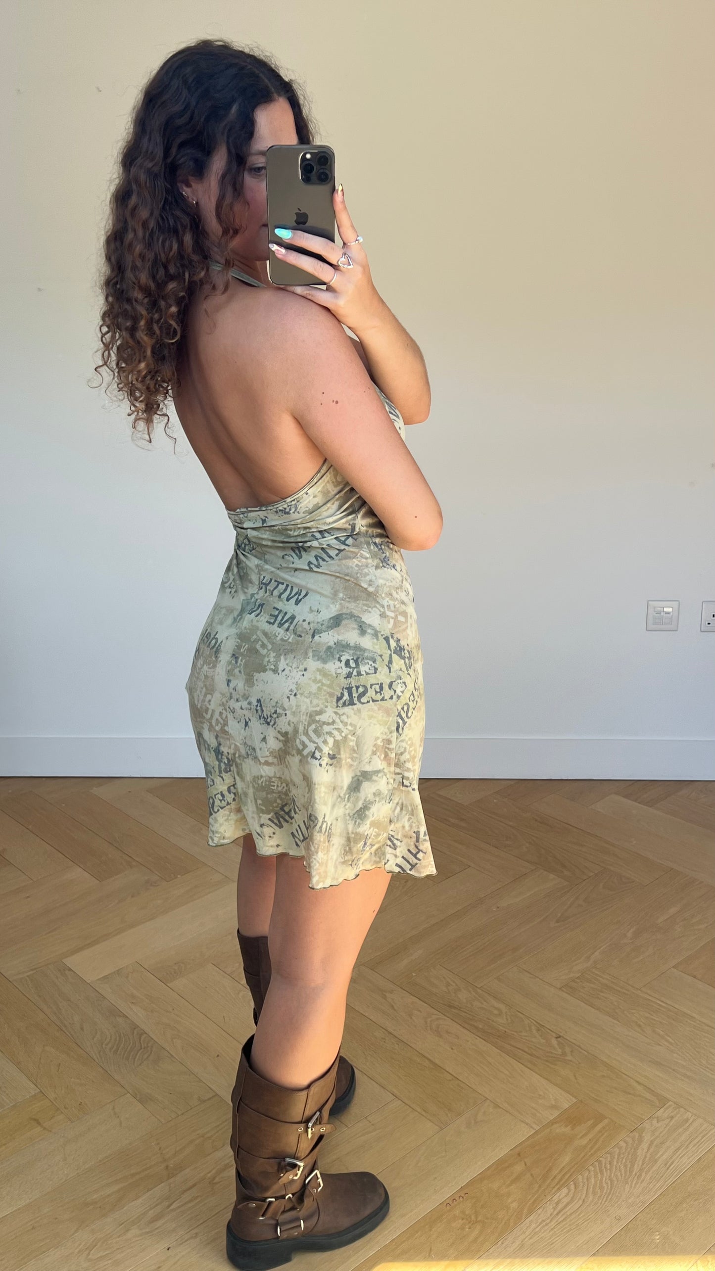 00s khaki mini dress- size M