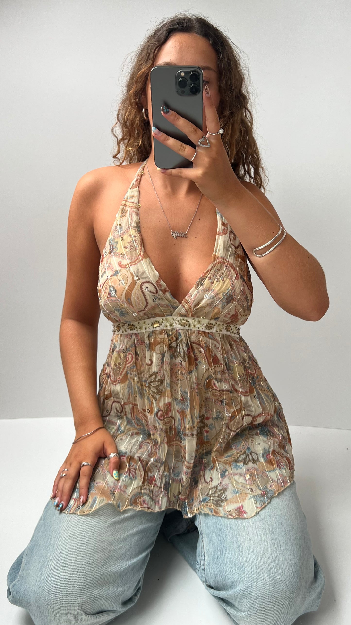 00s paisley babydoll cami- size L