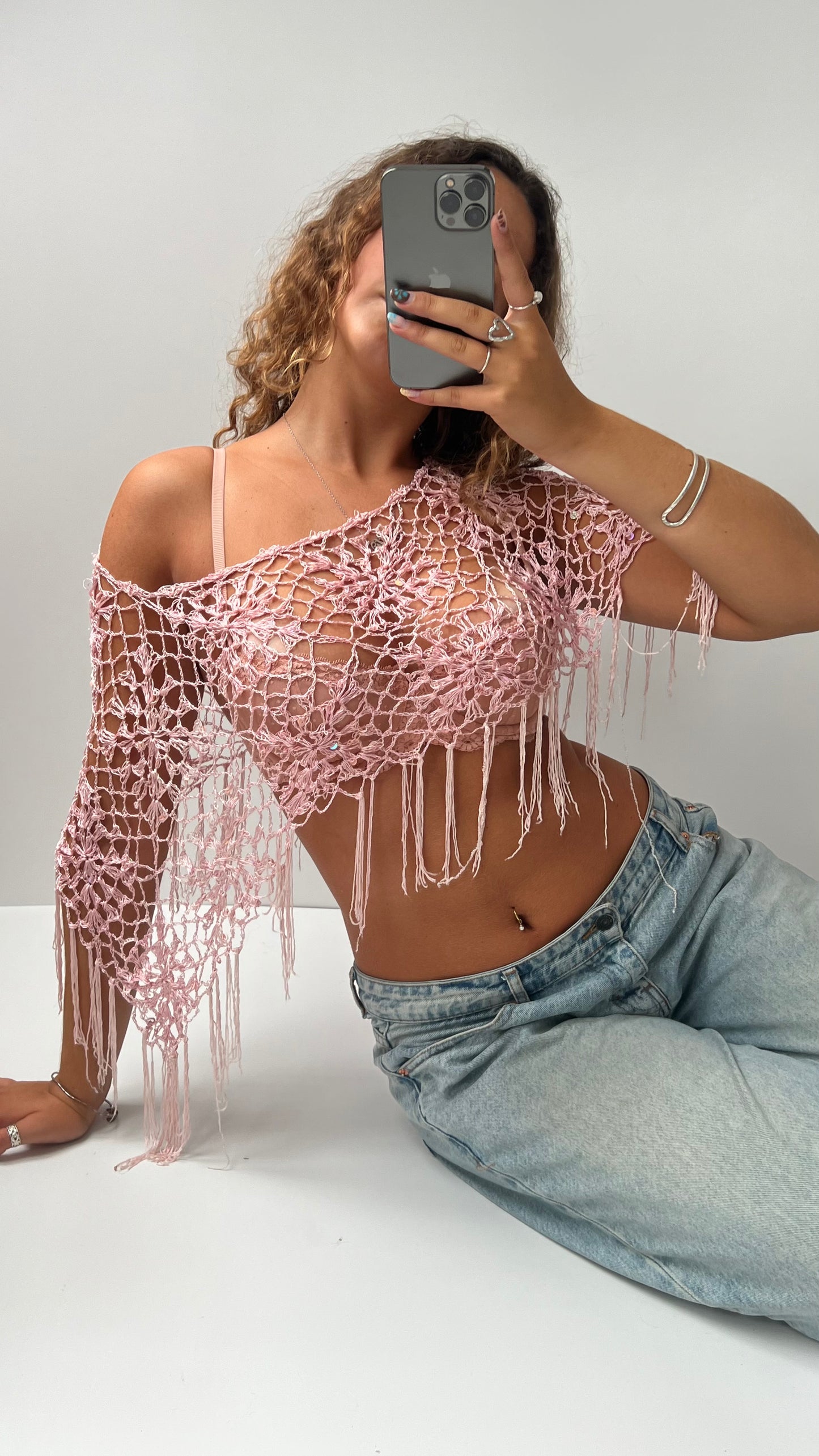 00s pink sequin shrug- one size