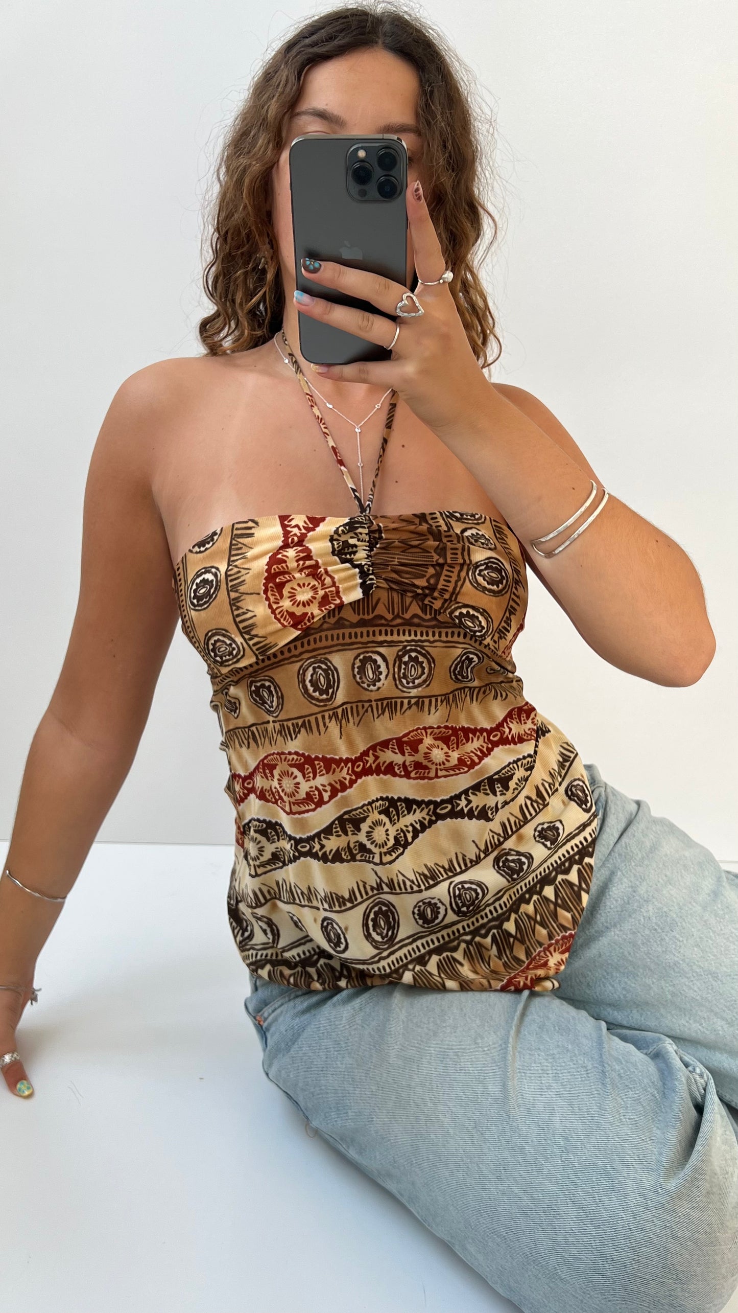 00s brown halter mesh cami- size M
