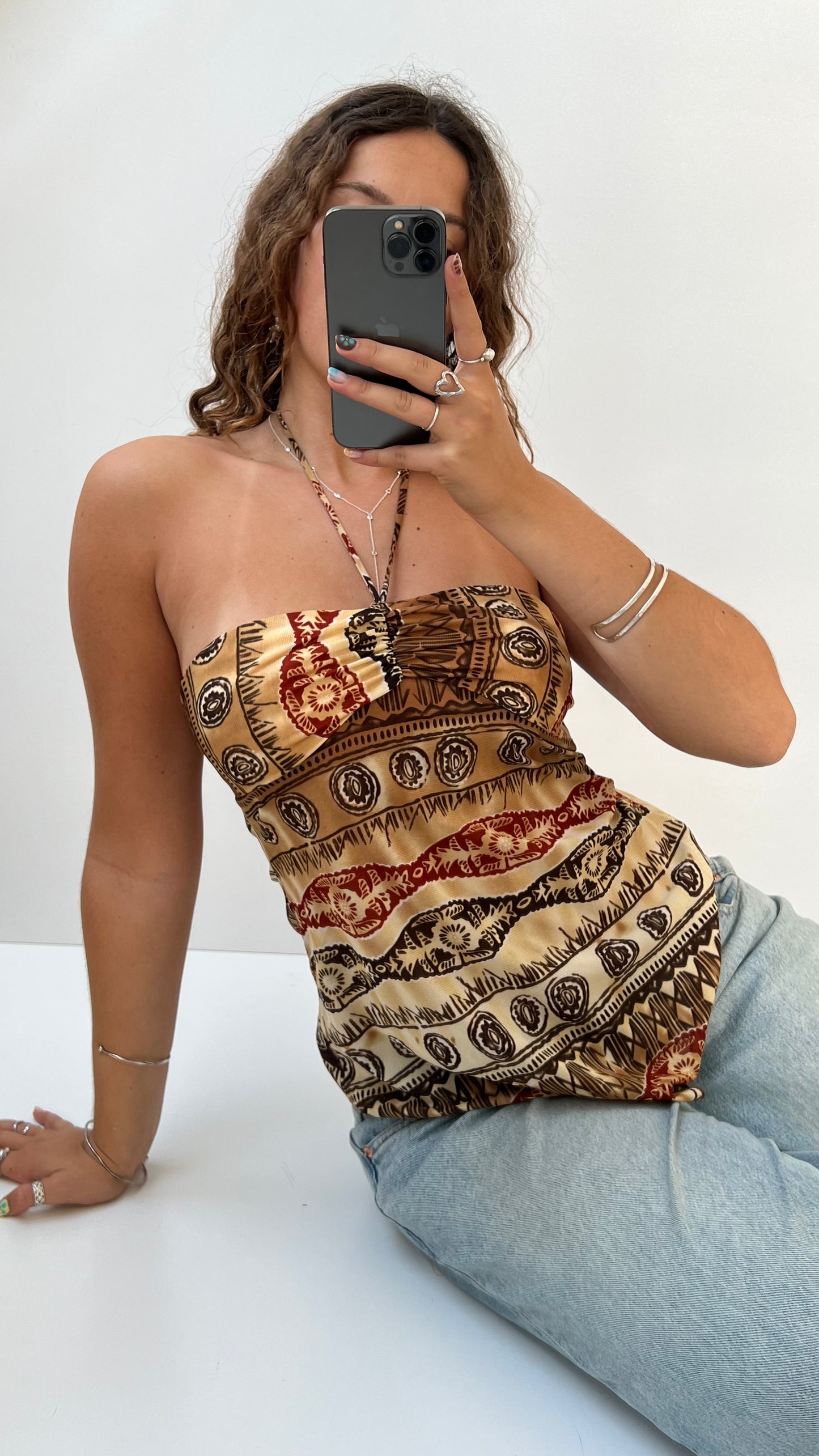 00s brown halter mesh cami- size M
