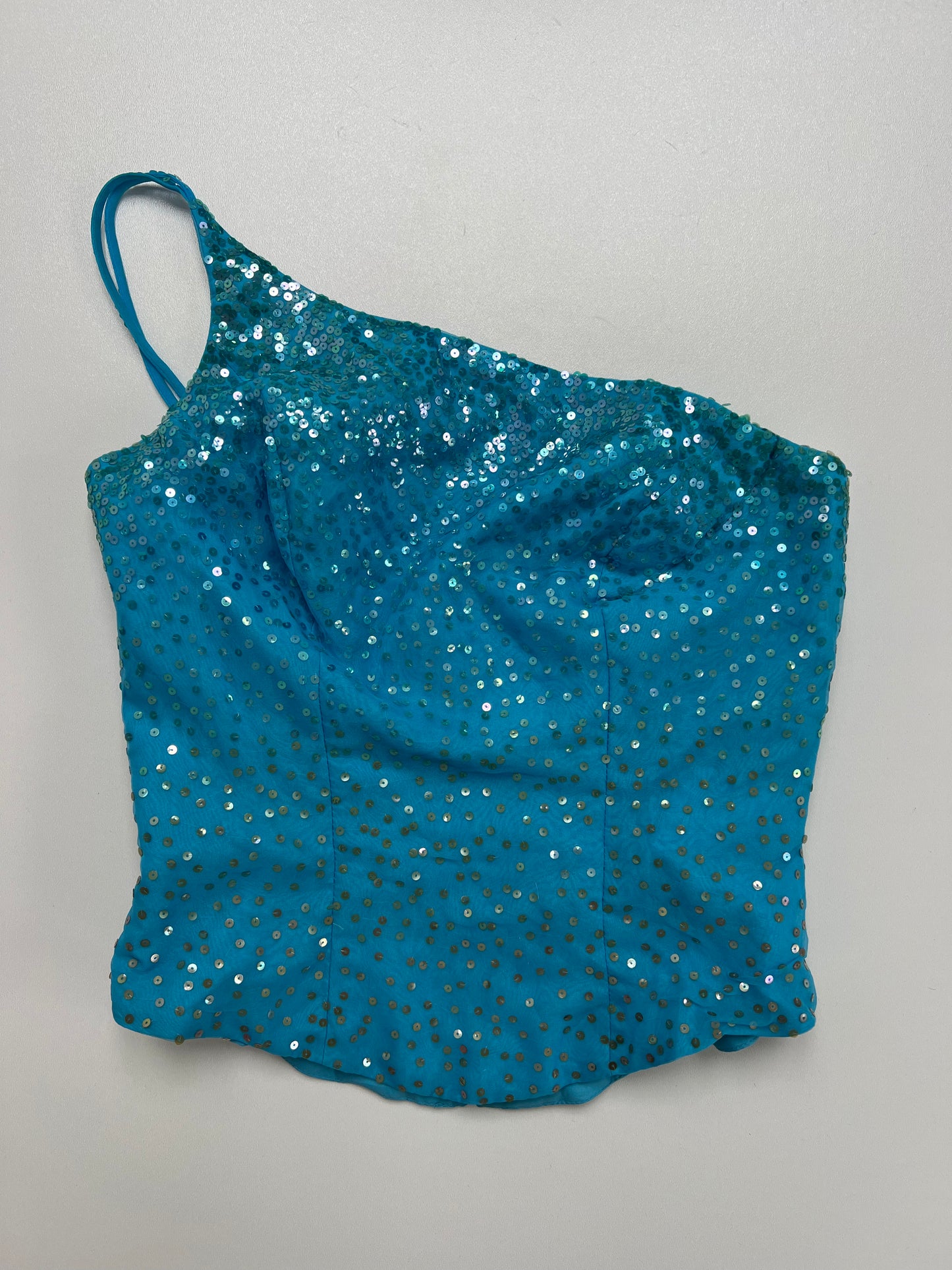 00s blue sequin corset- size XS