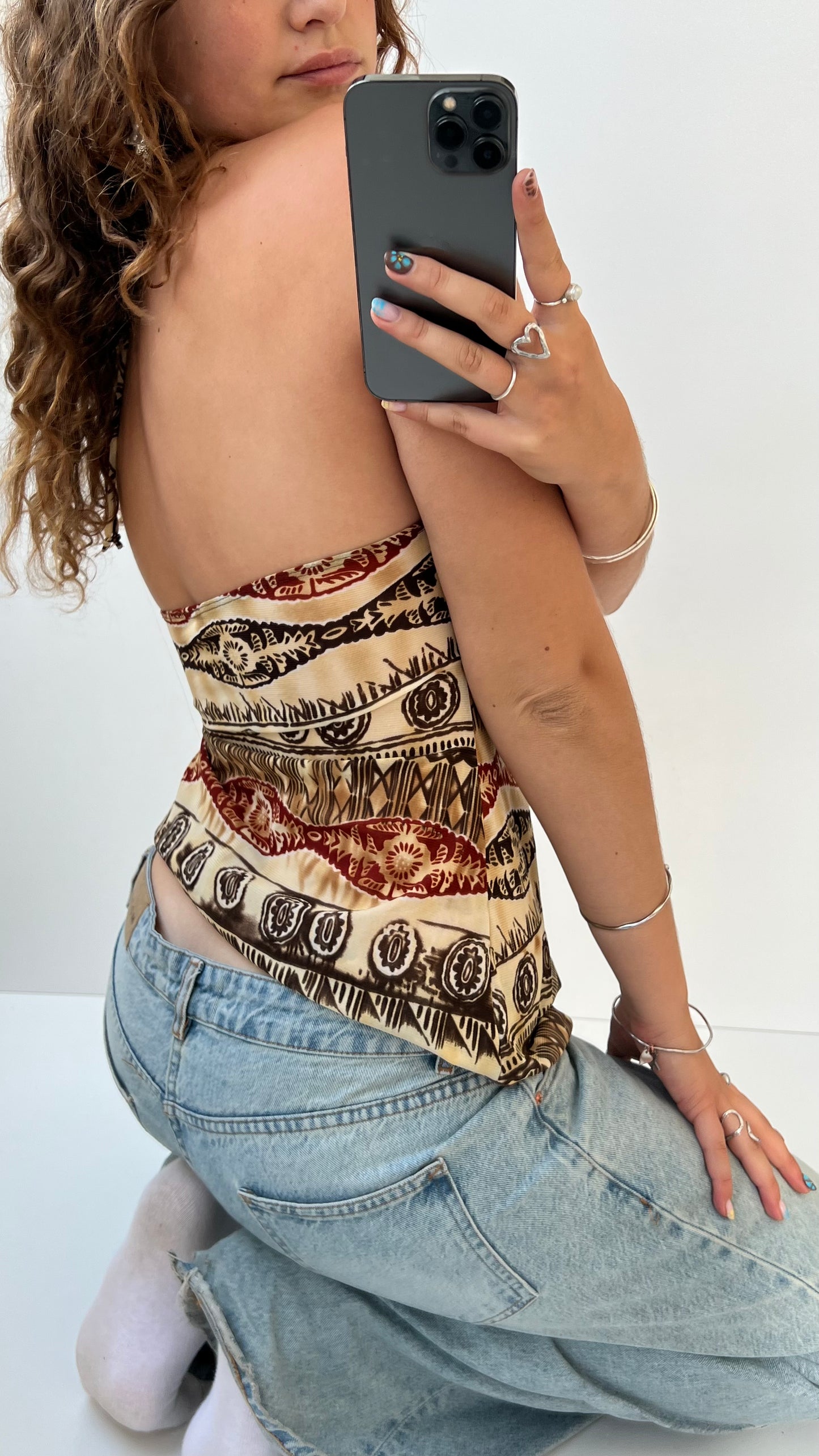 00s brown halter mesh cami- size M