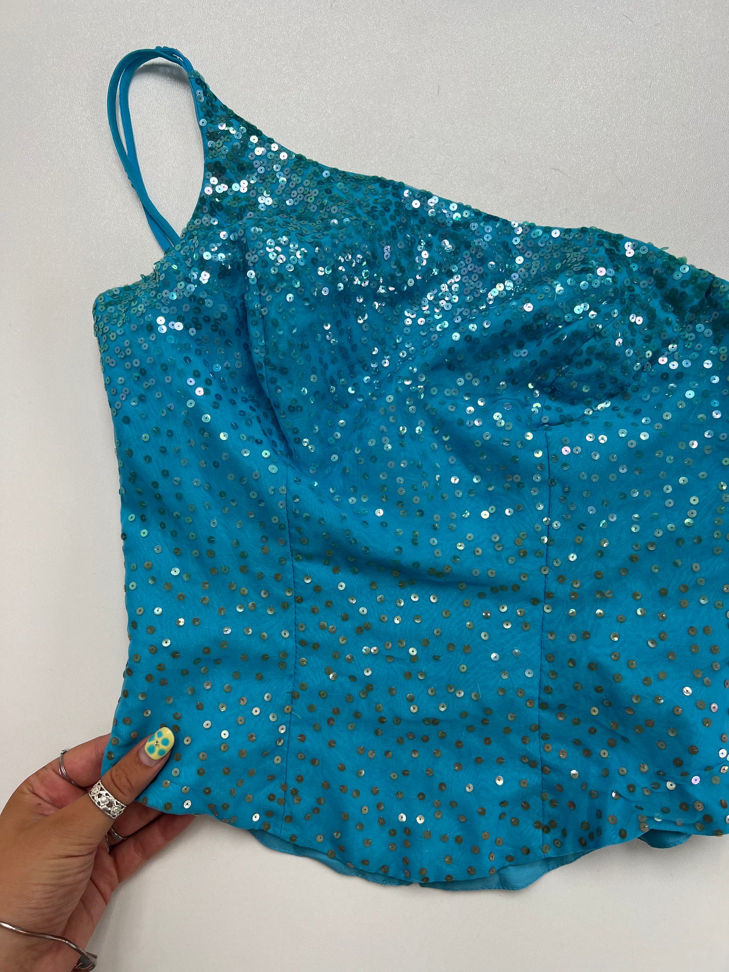 00s blue sequin corset- size XS