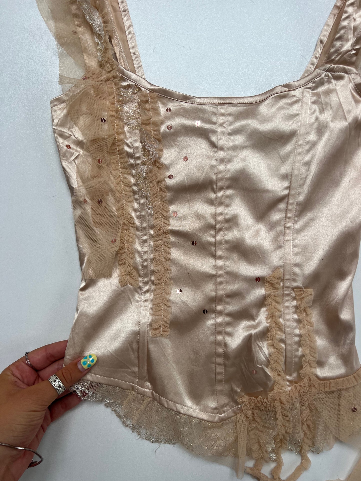 00s pink satin corset- size XS