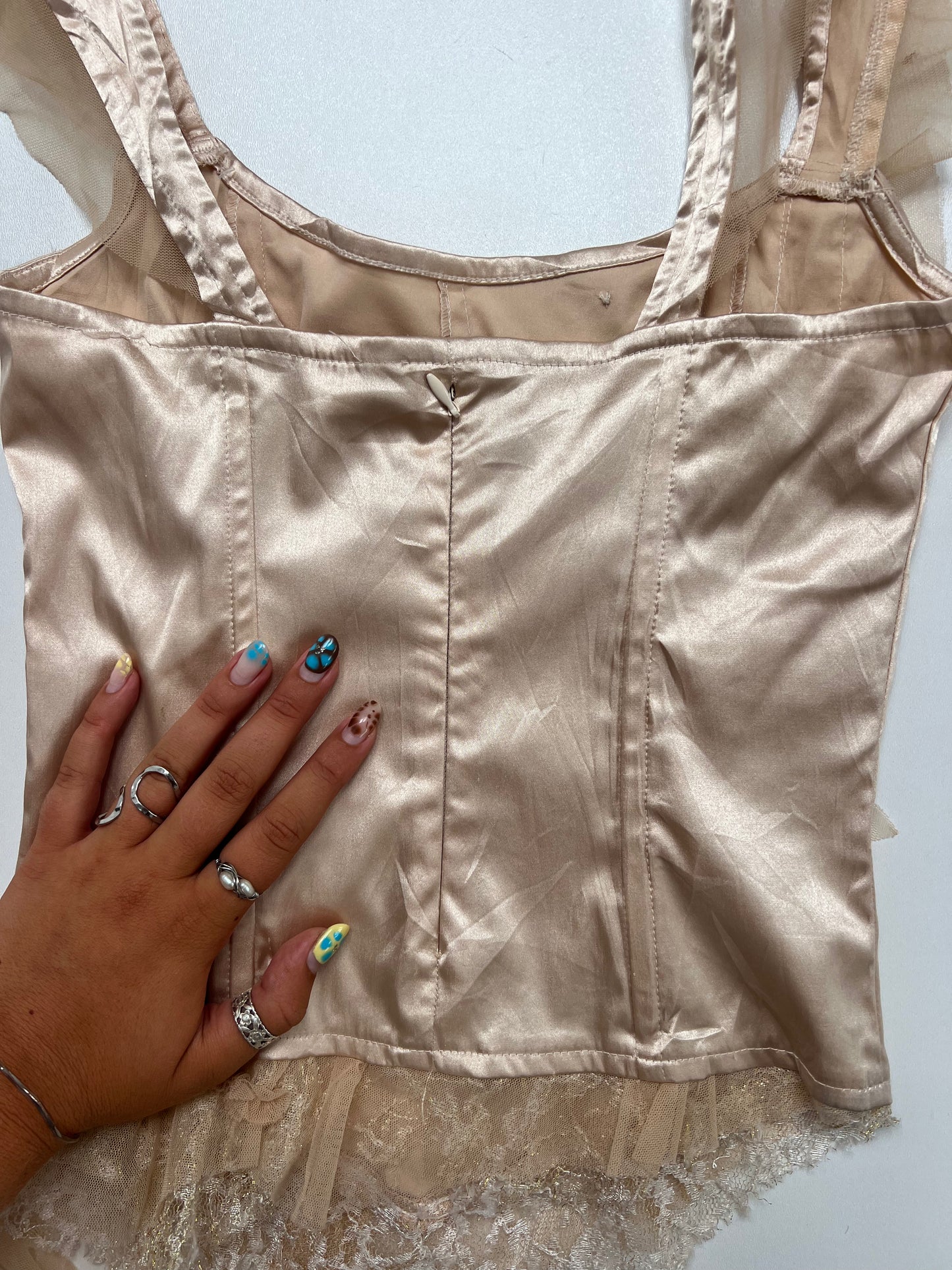 00s pink satin corset- size XS