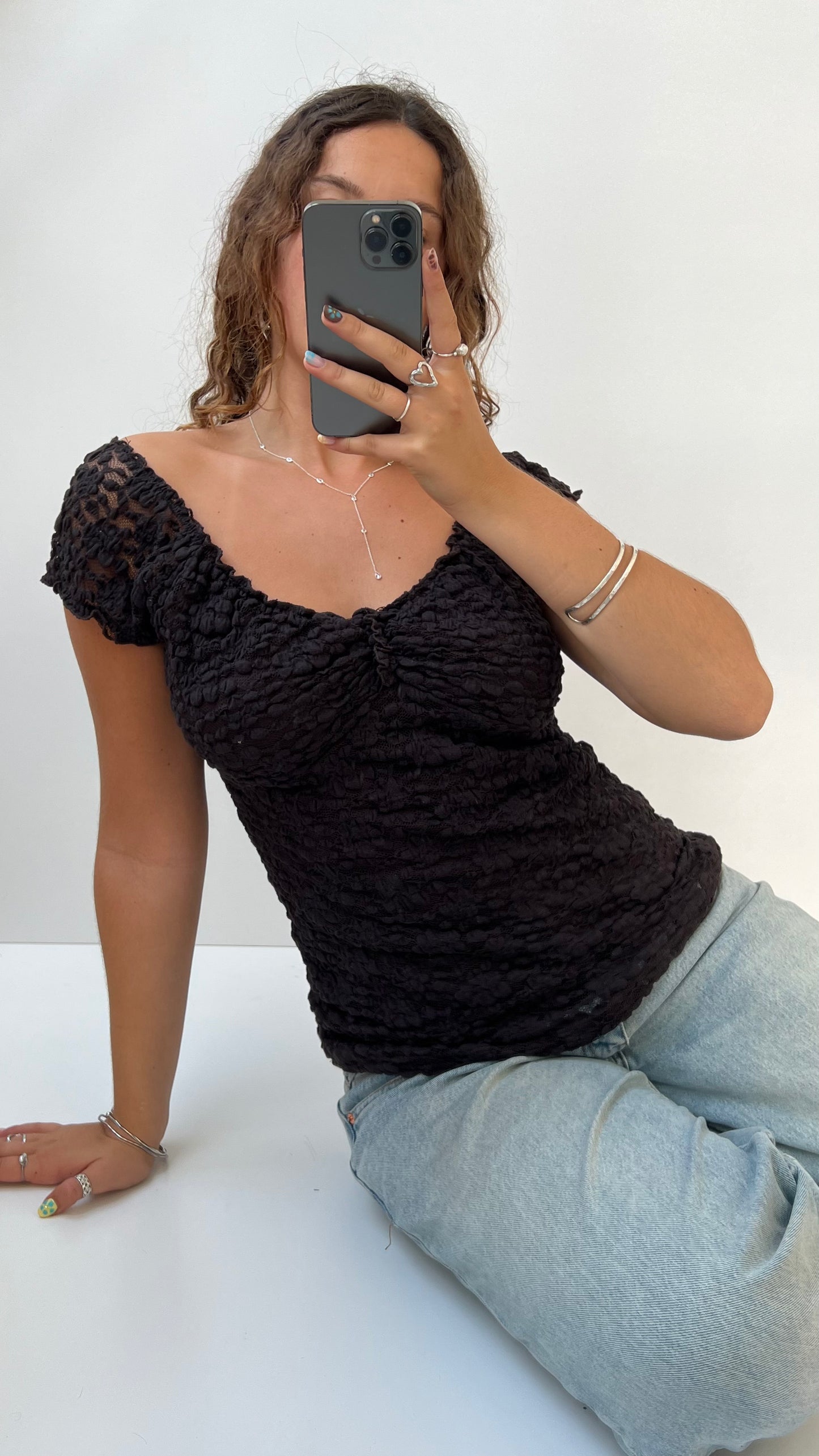 00s brown milkmaid top- size L