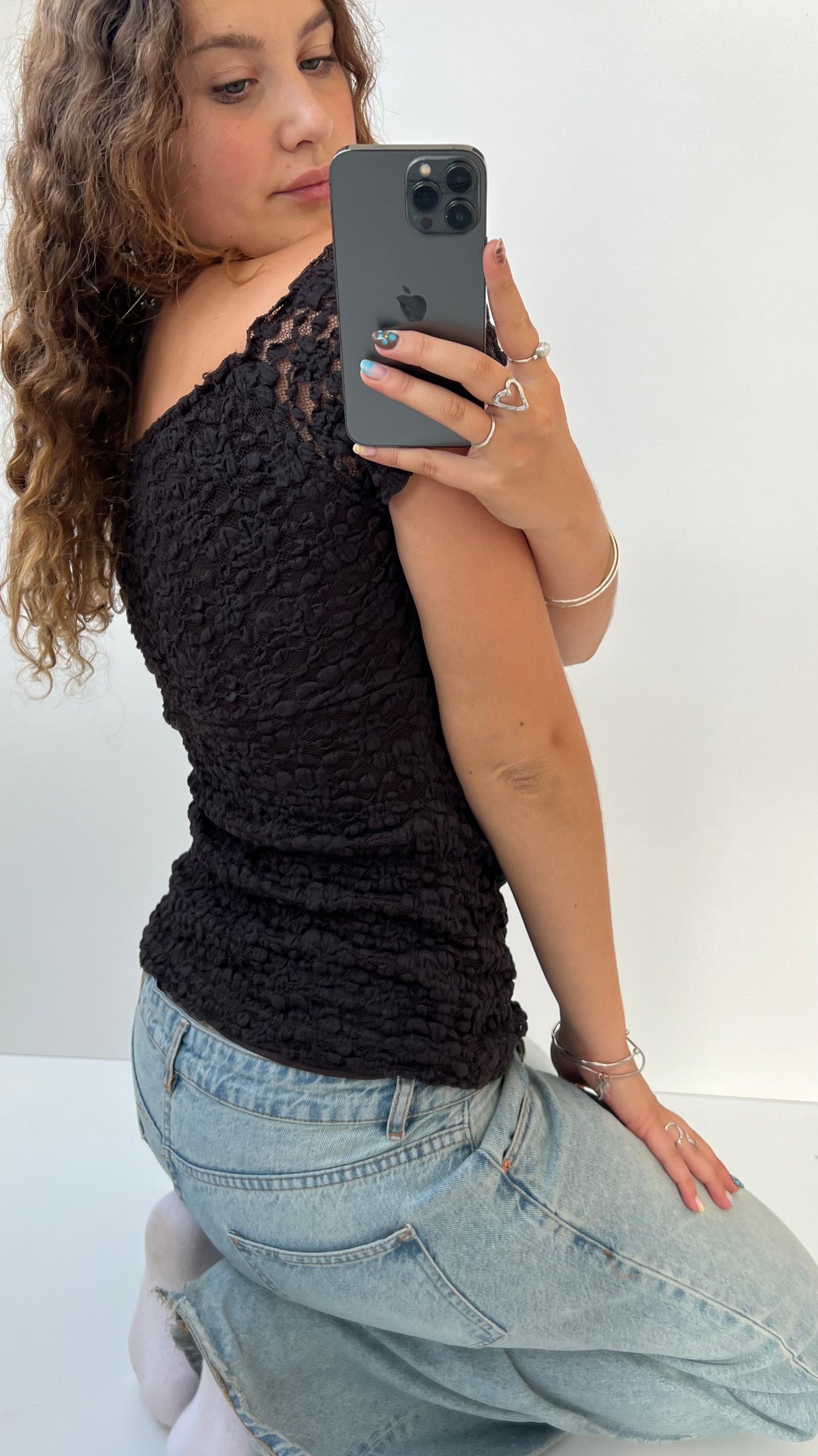 00s brown milkmaid top- size L