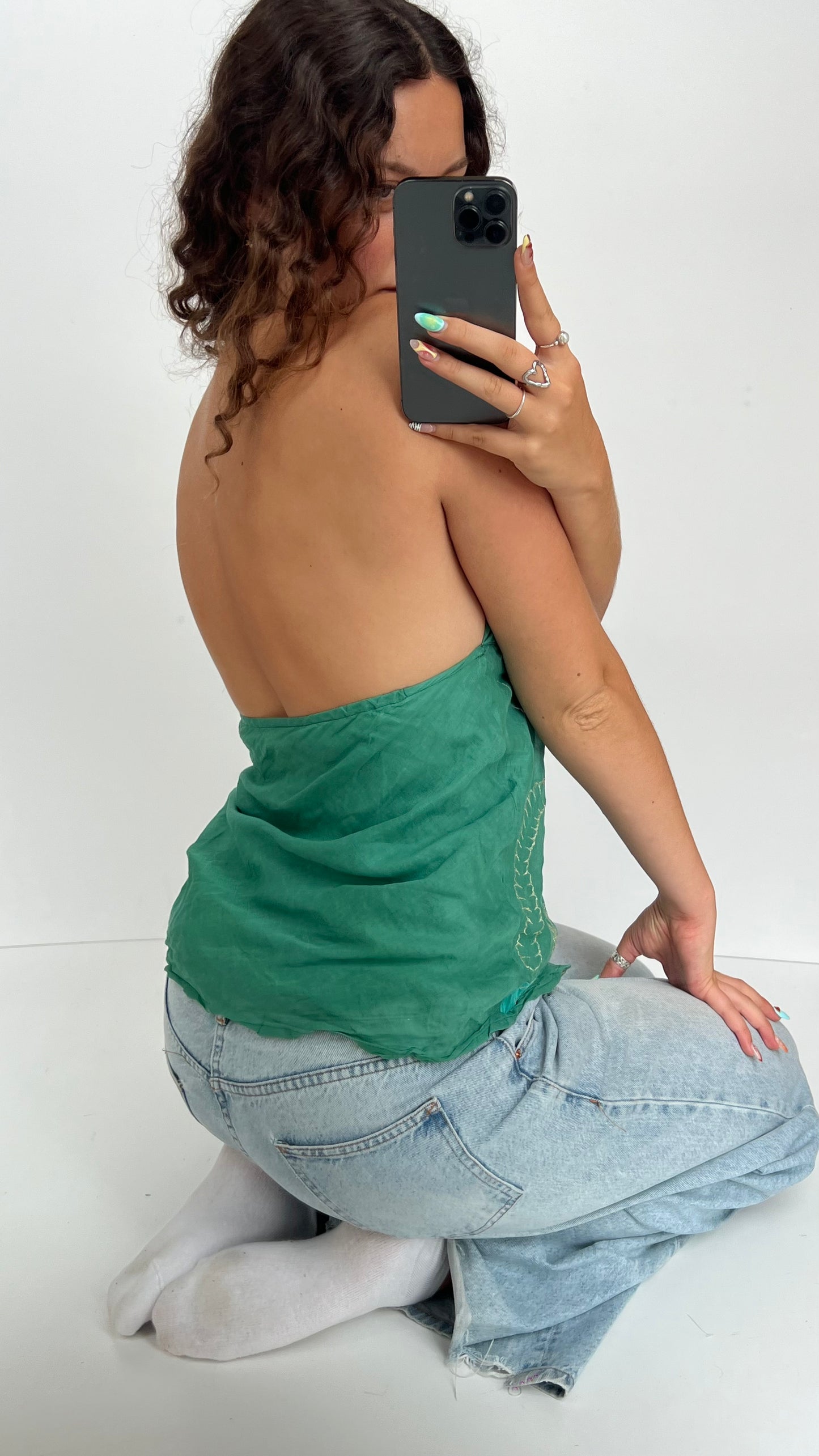 00s green sequin cami- size S