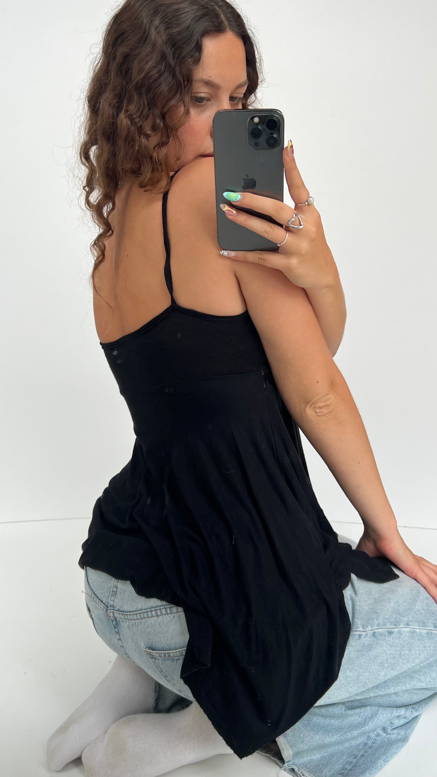 00s black sequin babydoll cami- size M