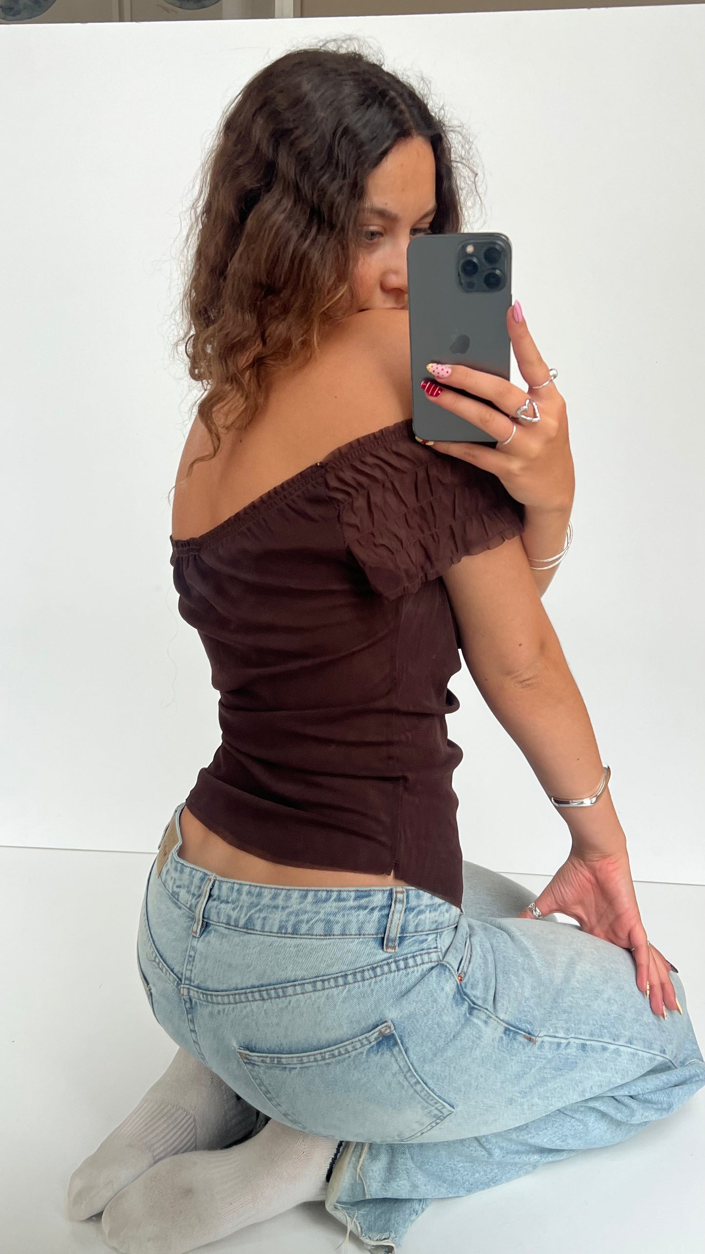 00s brown mesh top- size M