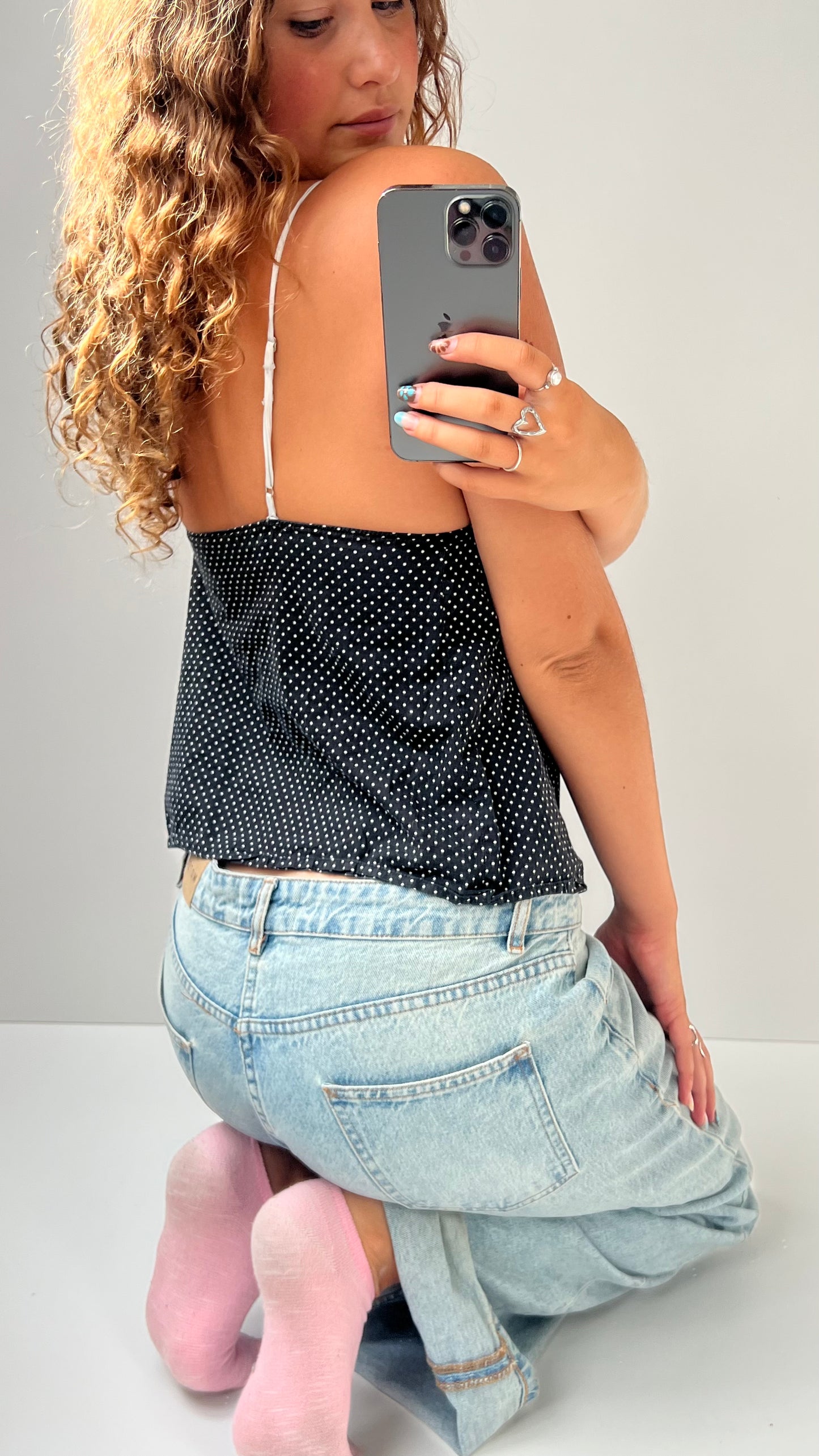 00s Victorias Secret black polka dot cami- size S