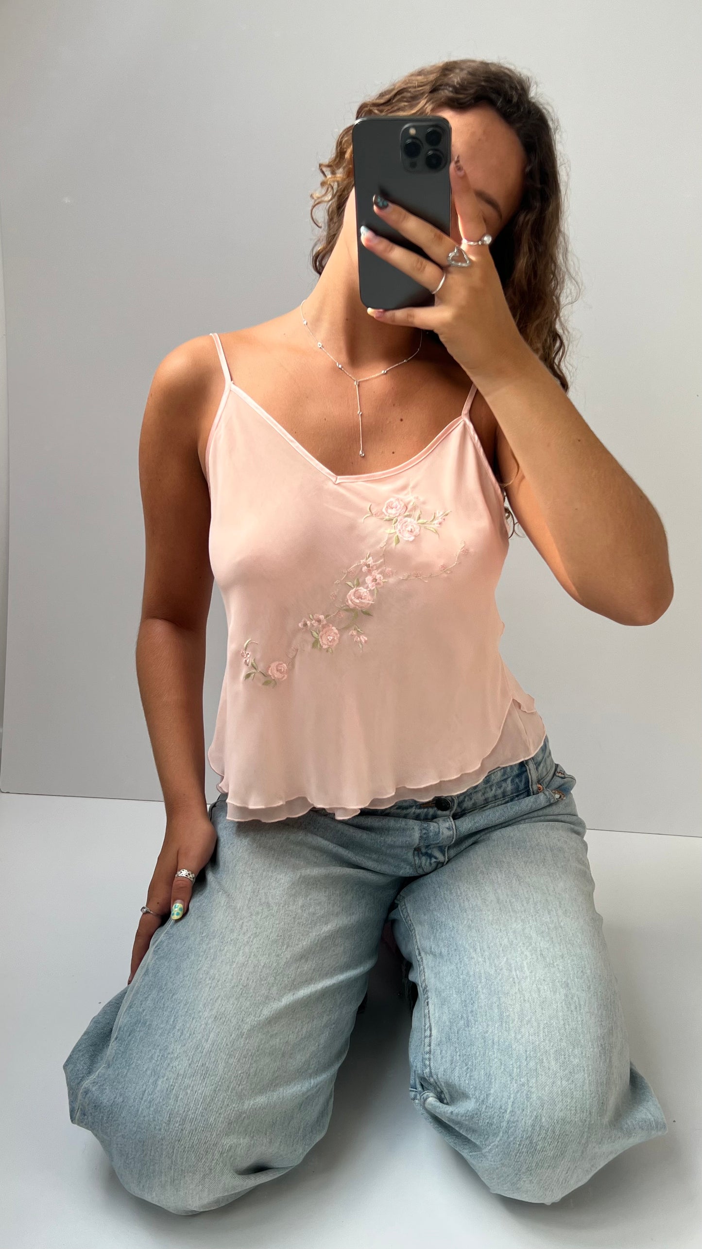 00s baby pink mesh cami- size M