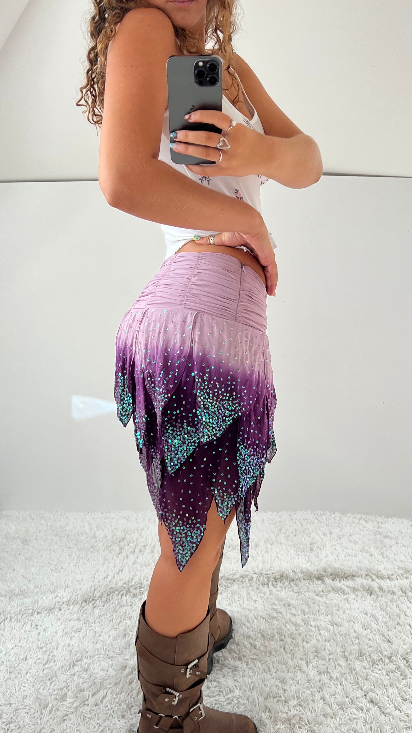 00s Bebe purple fairy mini skirt- size S