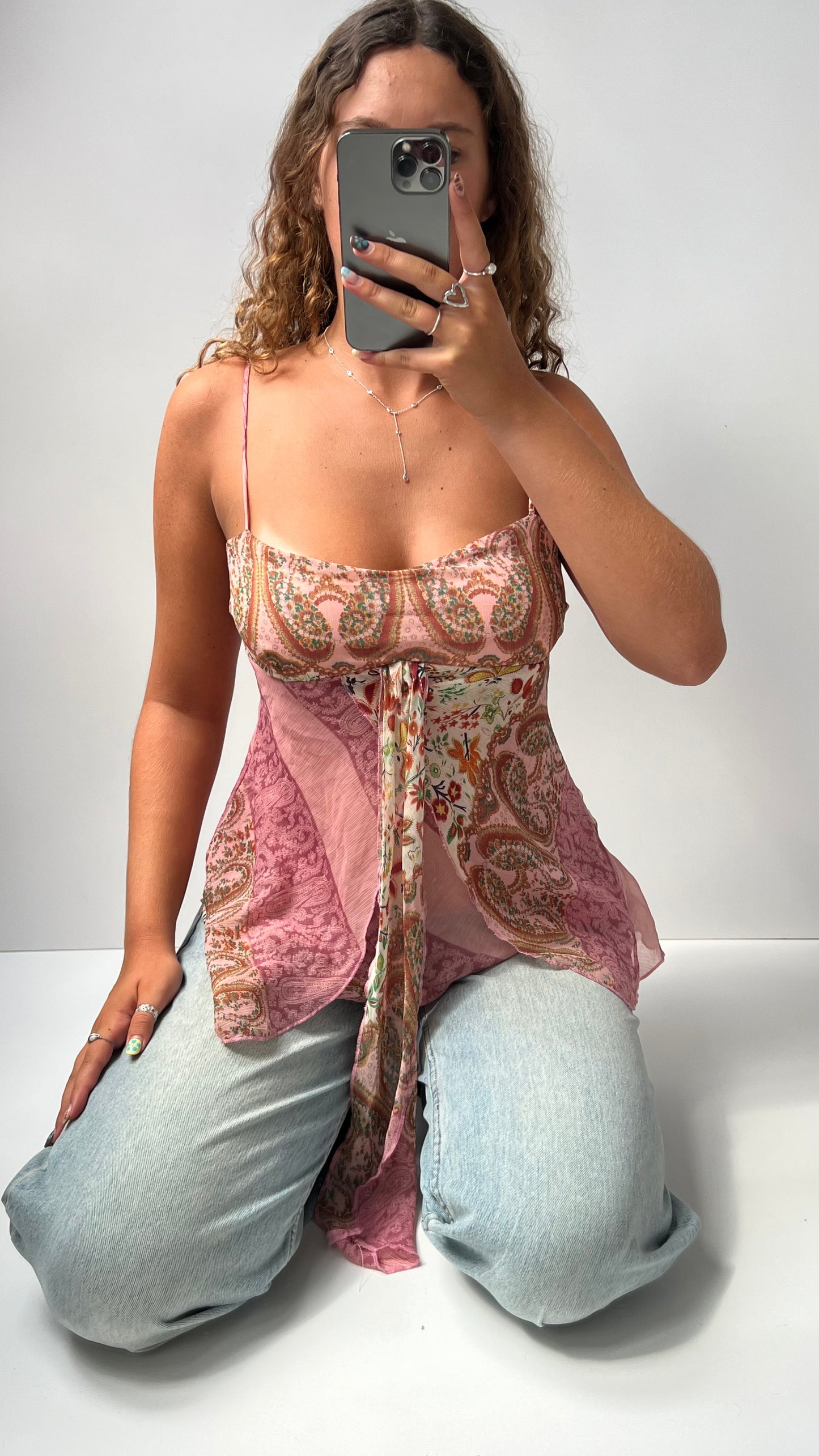 00s pink patchwork fairy cami- size M