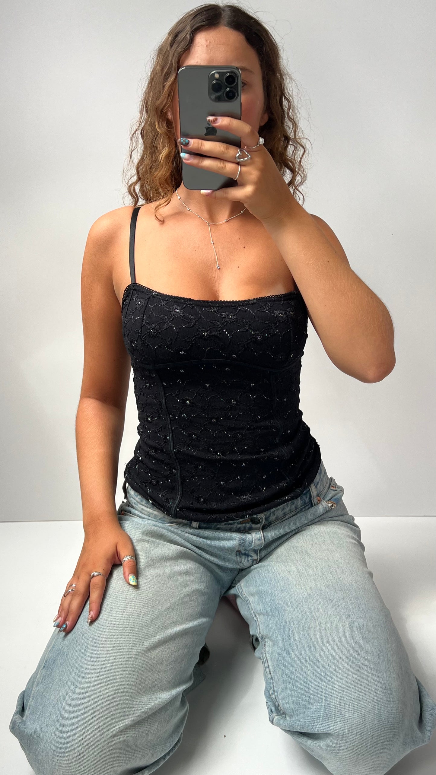 00s black lace cami- size S/M