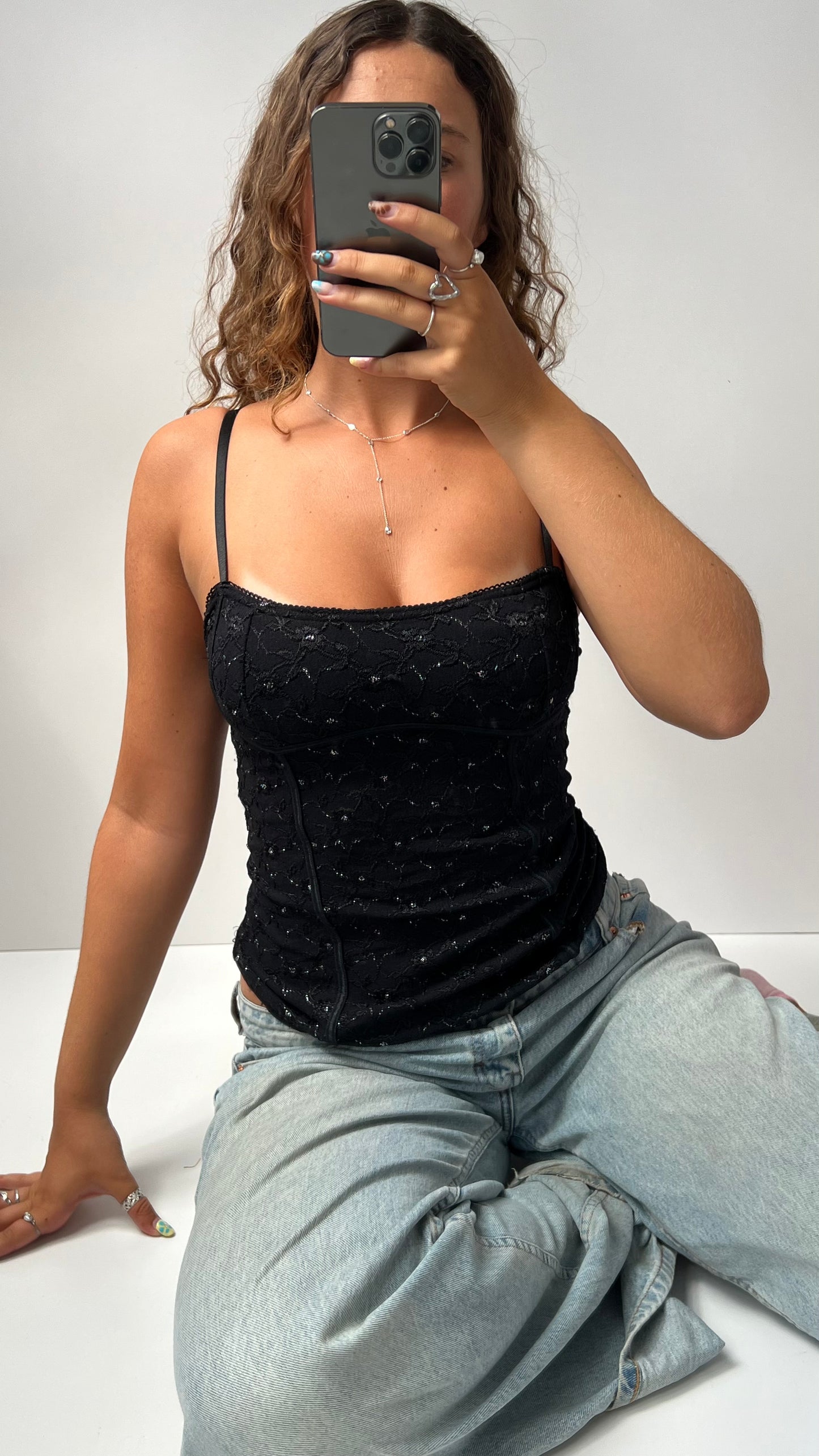 00s black lace cami- size S/M