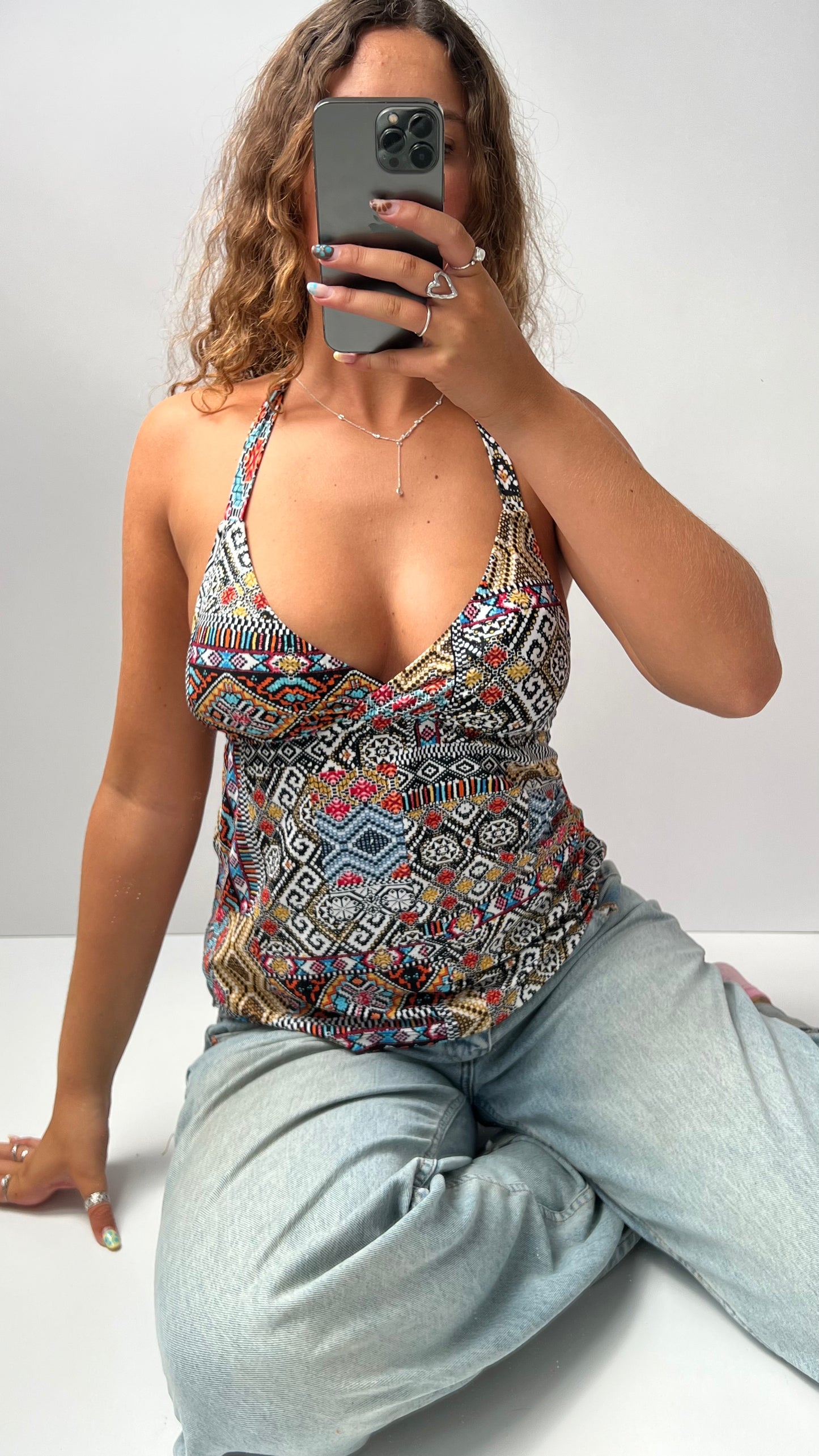00s patterned halter cami- size S