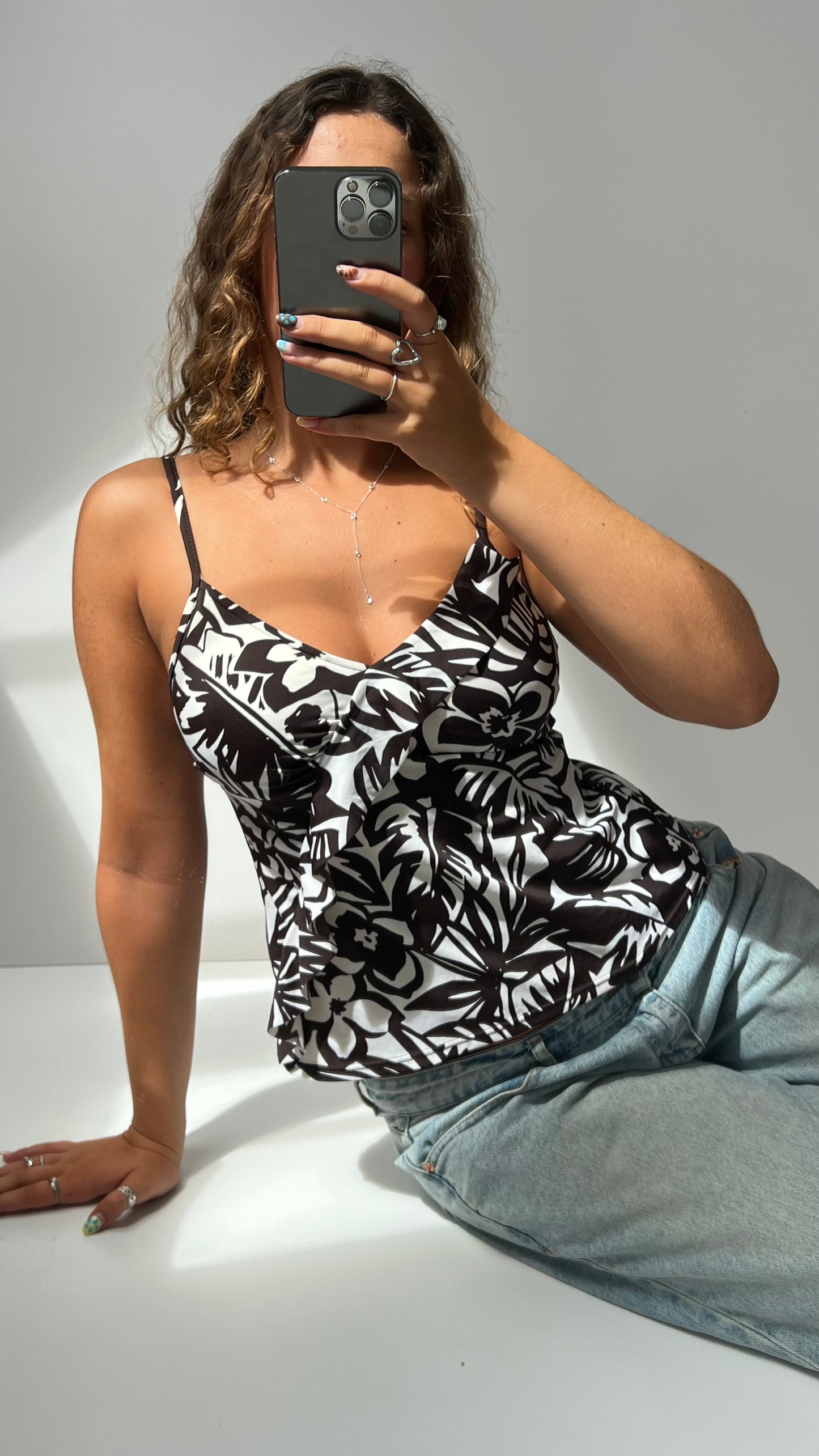00s brown patterned cami- size L