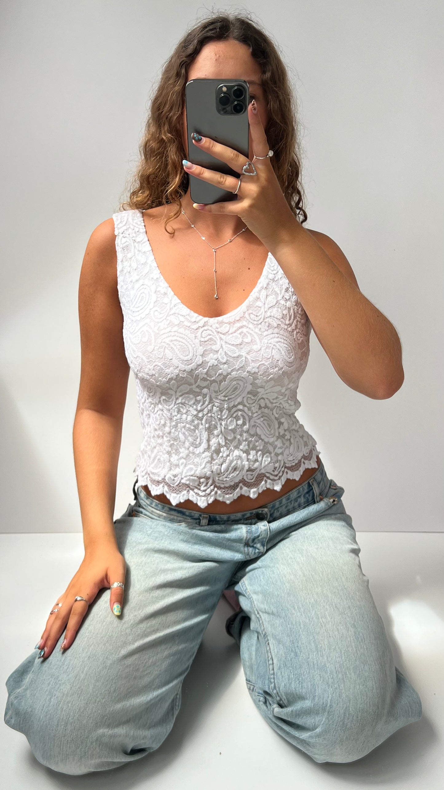 00s white lace cami- size XS