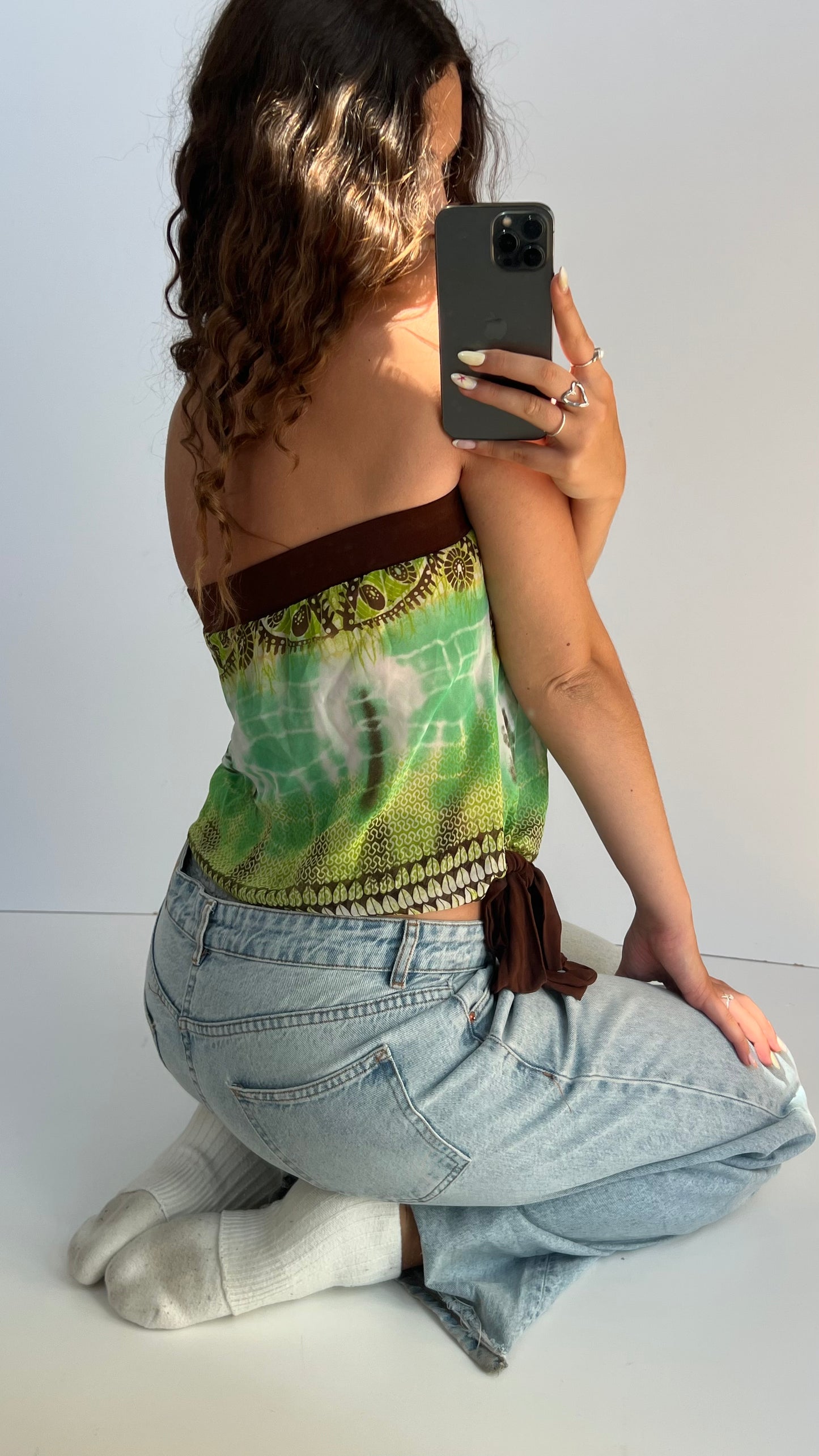 00s green brown strapless cami- size M