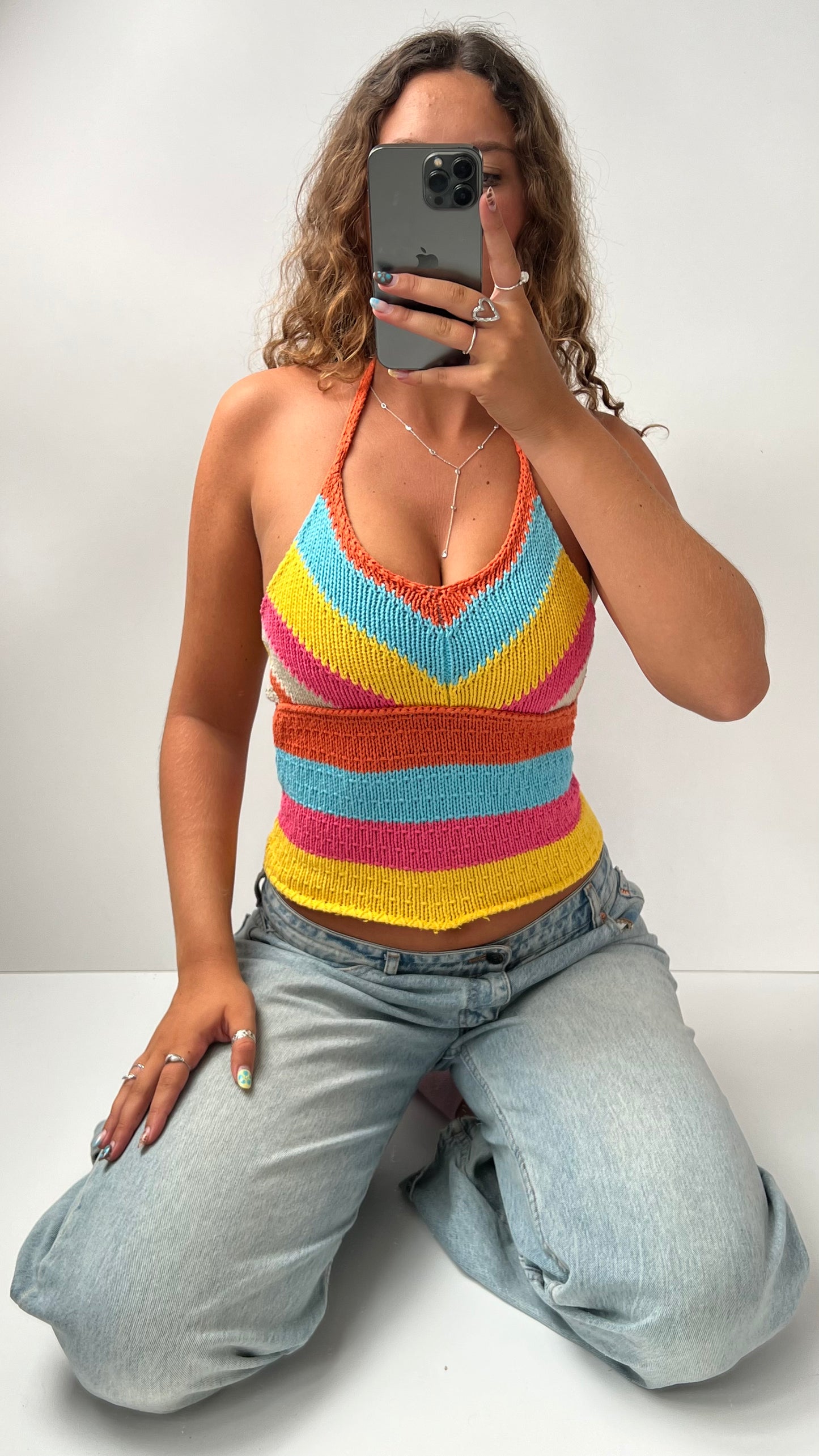 00s crochet colourful cami- size S
