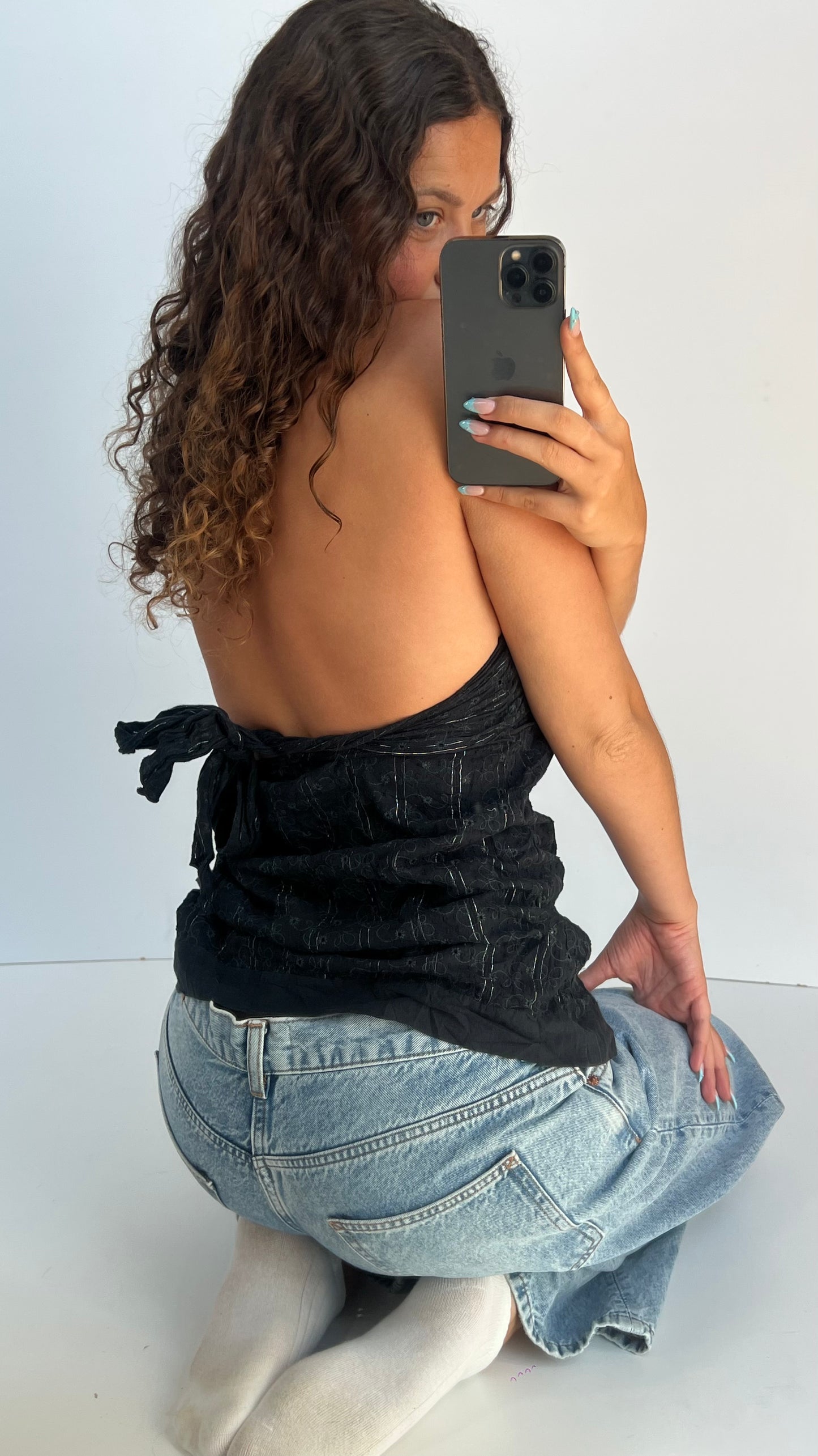 00s black floral cami- size M