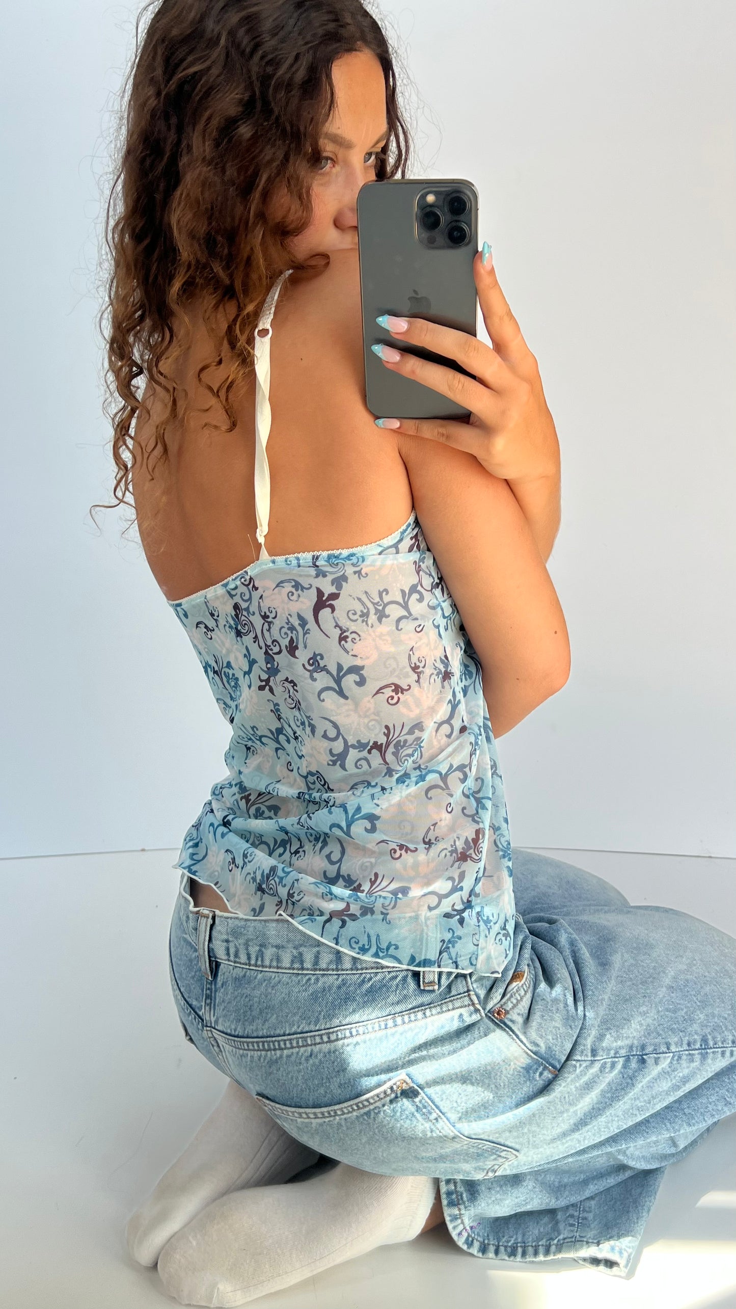 00s blue mesh cami- size XL