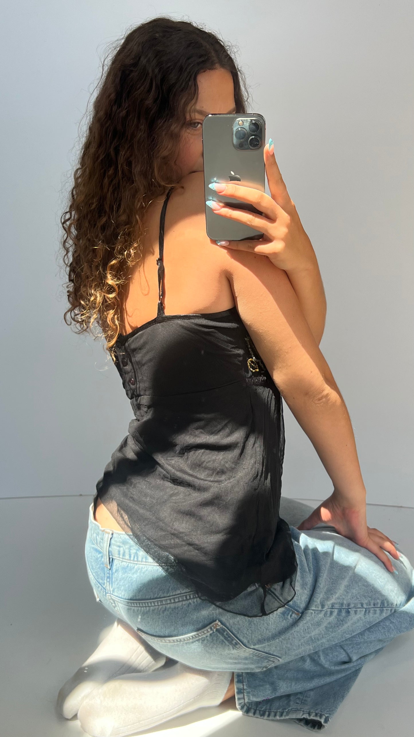 00s black sequin cami- size M