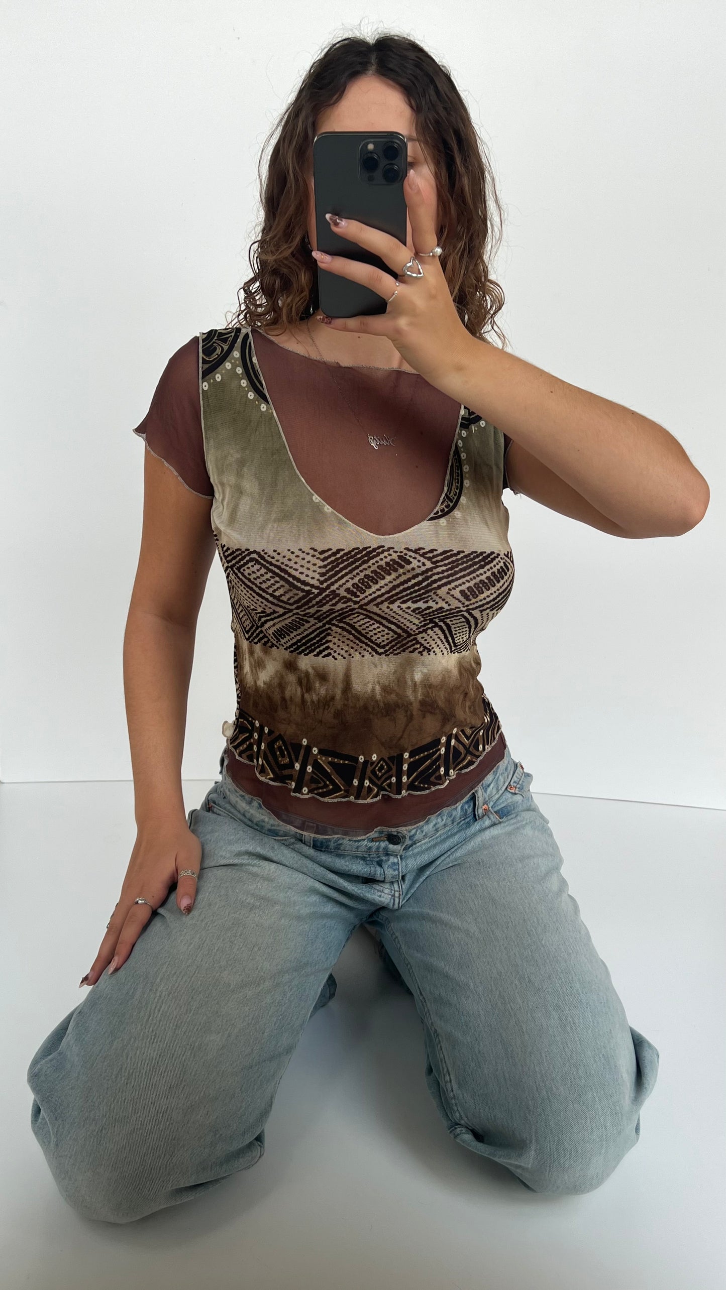 00s brown mesh top- size S/M