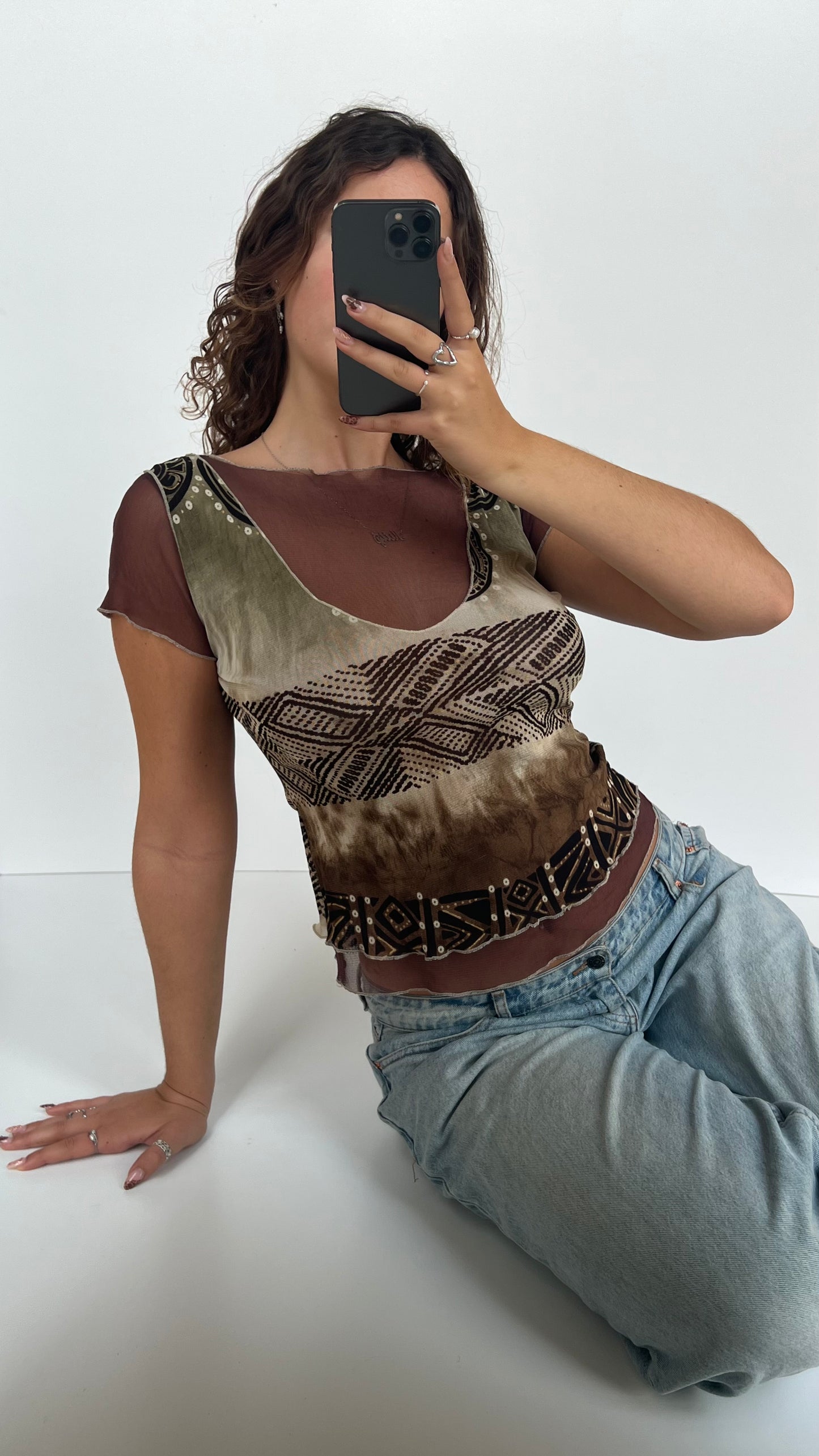 00s brown mesh top- size S/M