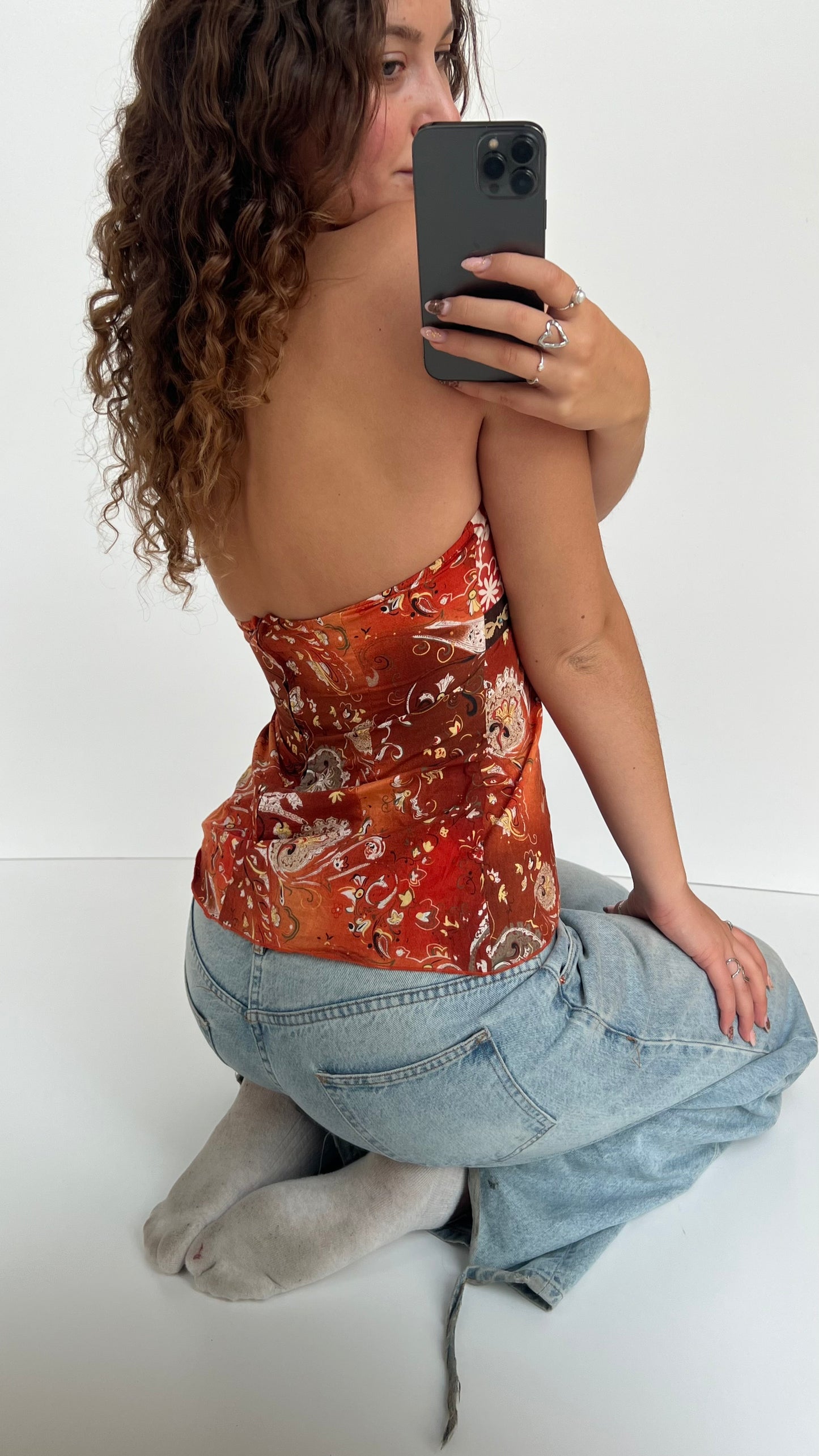 00s orange paisley cami- size S