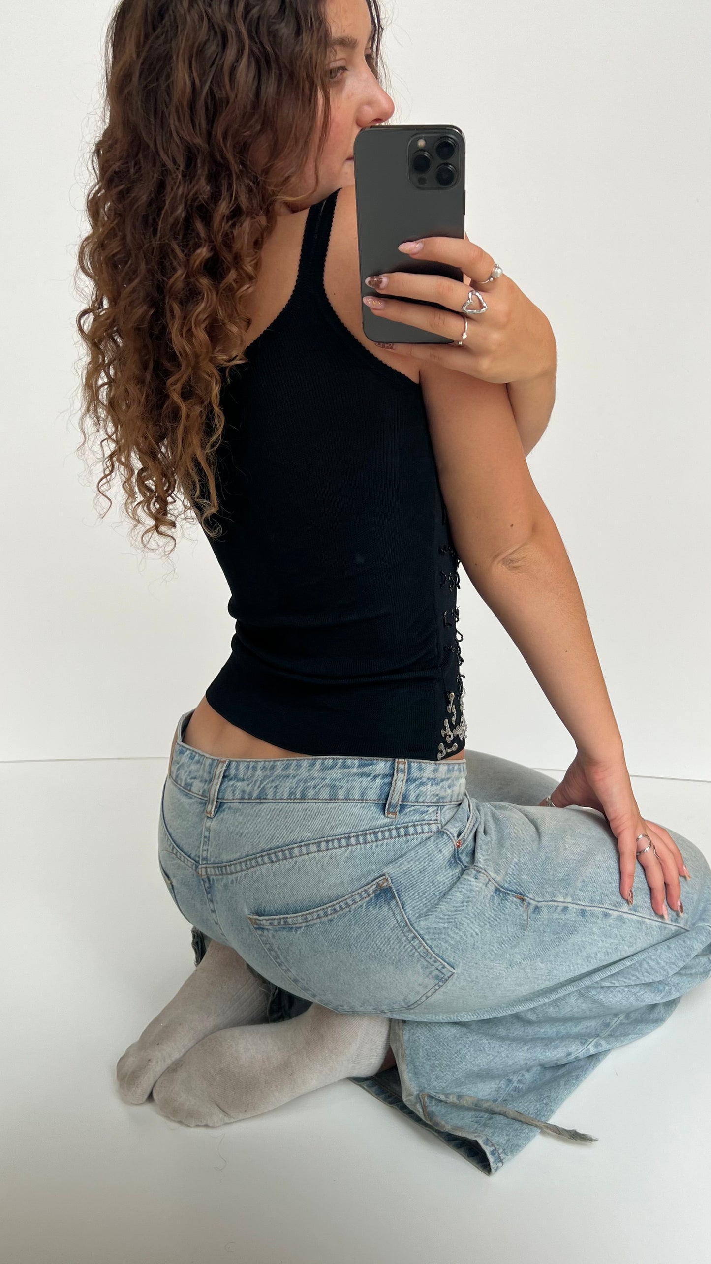 00s black sequin tank- size S