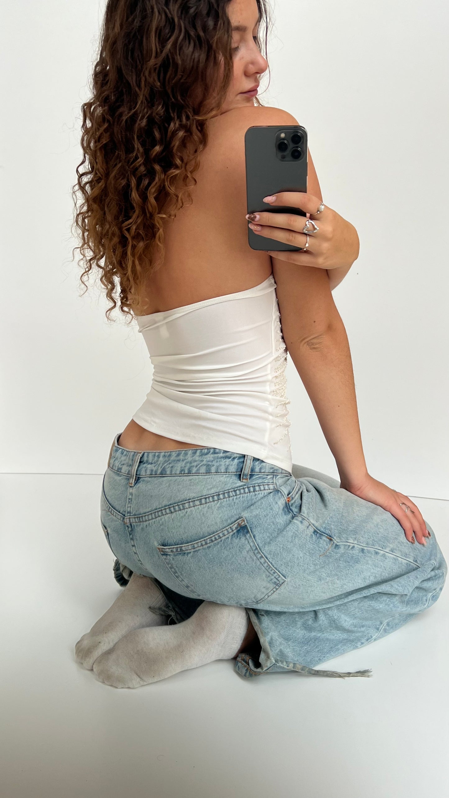 00s white sequin halter cami- size M