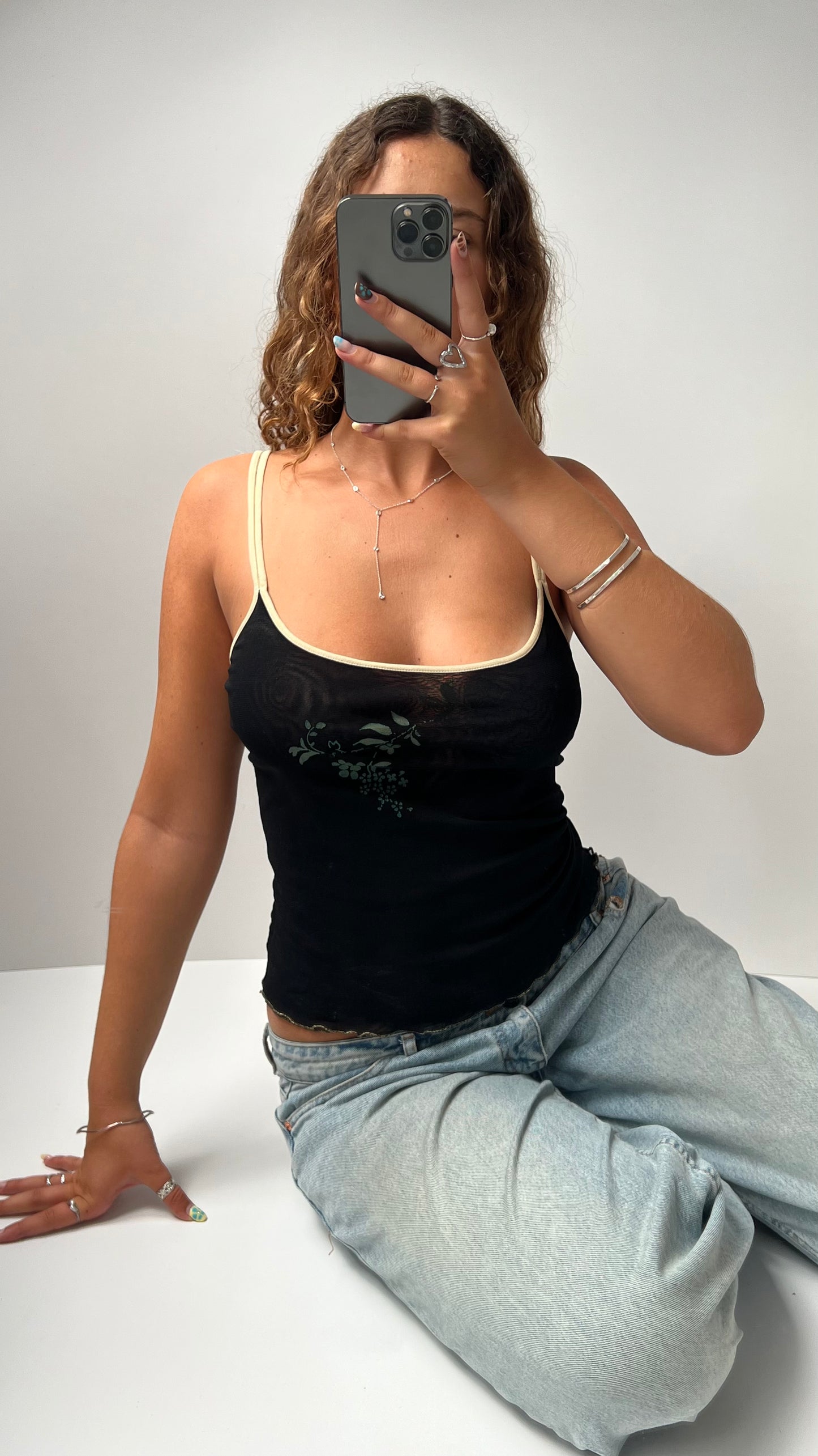 00s black mesh cami- size M