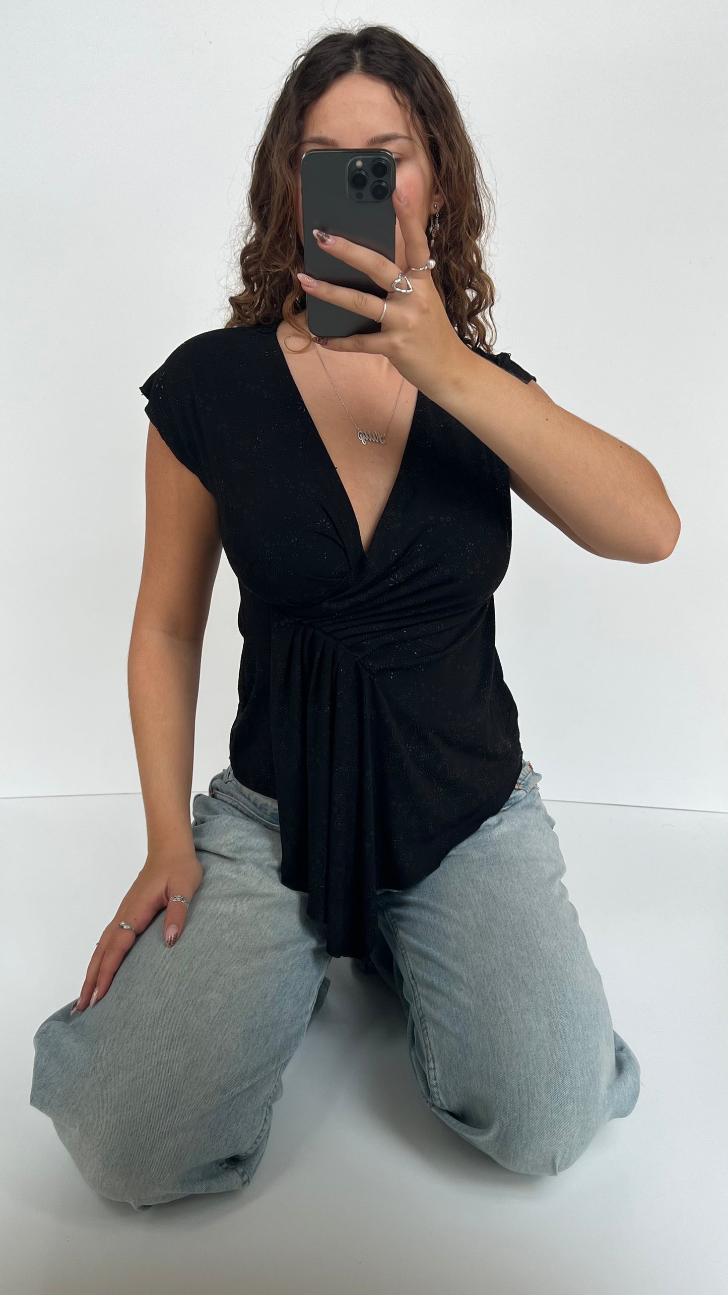 00s black asymmetric top- size M